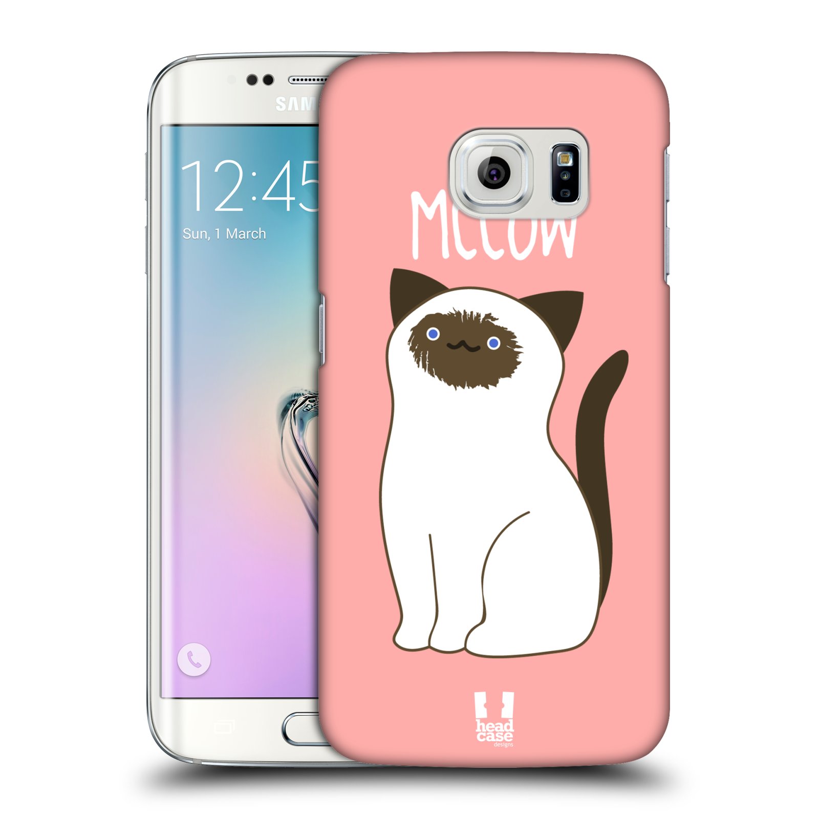 HEAD CASE plastový obal na mobil SAMSUNG Galaxy S6 EDGE (G9250, G925, G925F) vzor Rozotmilé malé kreslené kočičky SIAMSKÁ RŮŽOVÁ