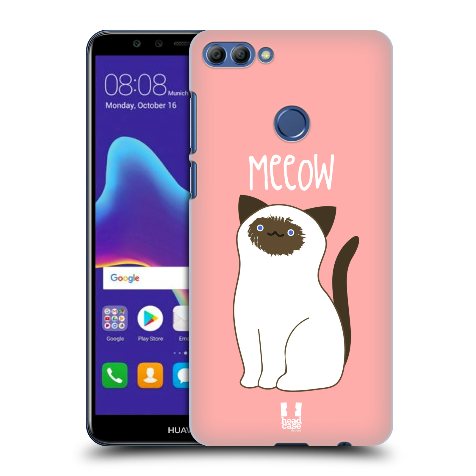HEAD CASE plastový obal na mobil Huawei Y9 2018 vzor Rozotmilé malé kreslené kočičky SIAMSKÁ RŮŽOVÁ