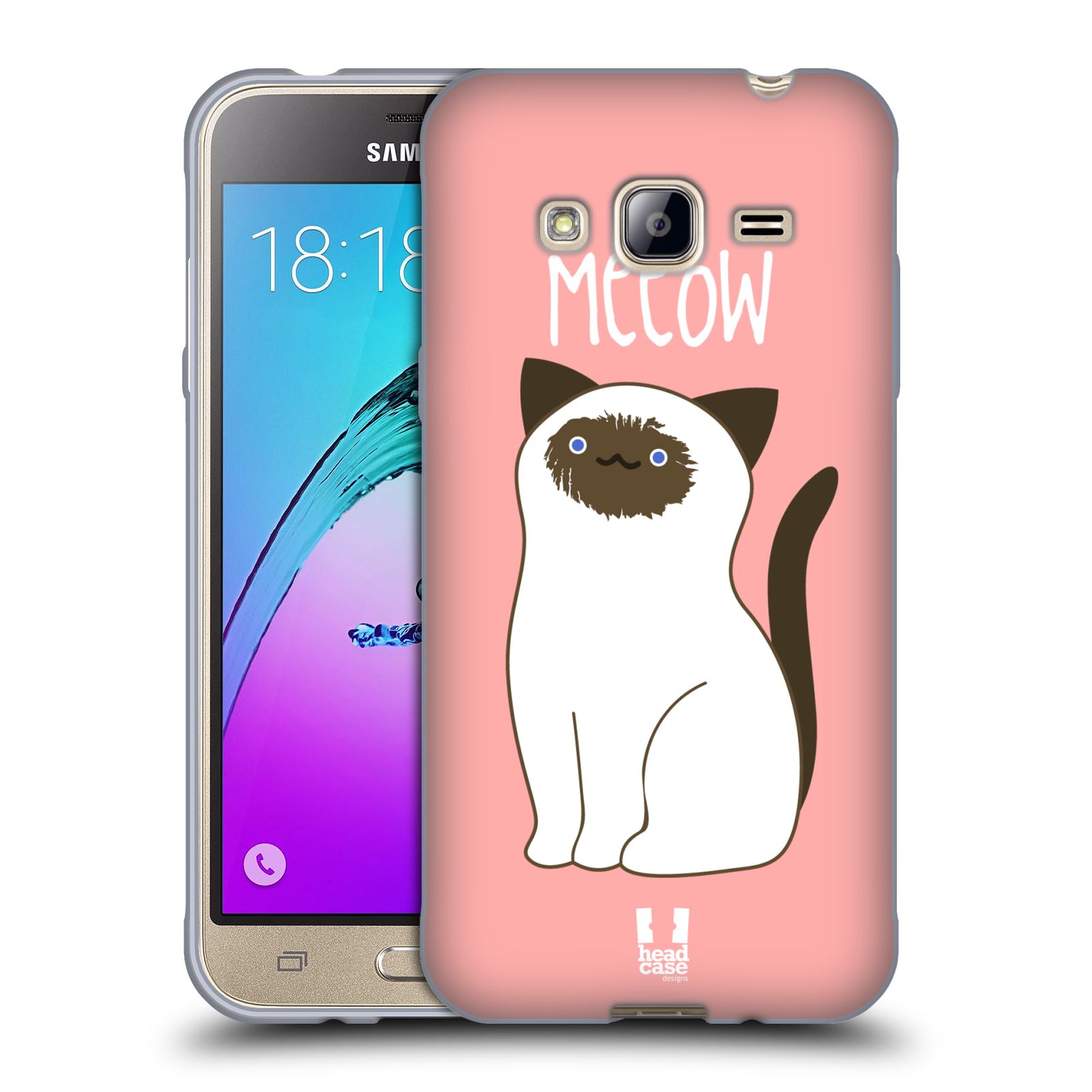 HEAD CASE silikonový obal na mobil Samsung Galaxy J3, J3 2016 vzor Rozotmilé malé kreslené kočičky SIAMSKÁ RŮŽOVÁ