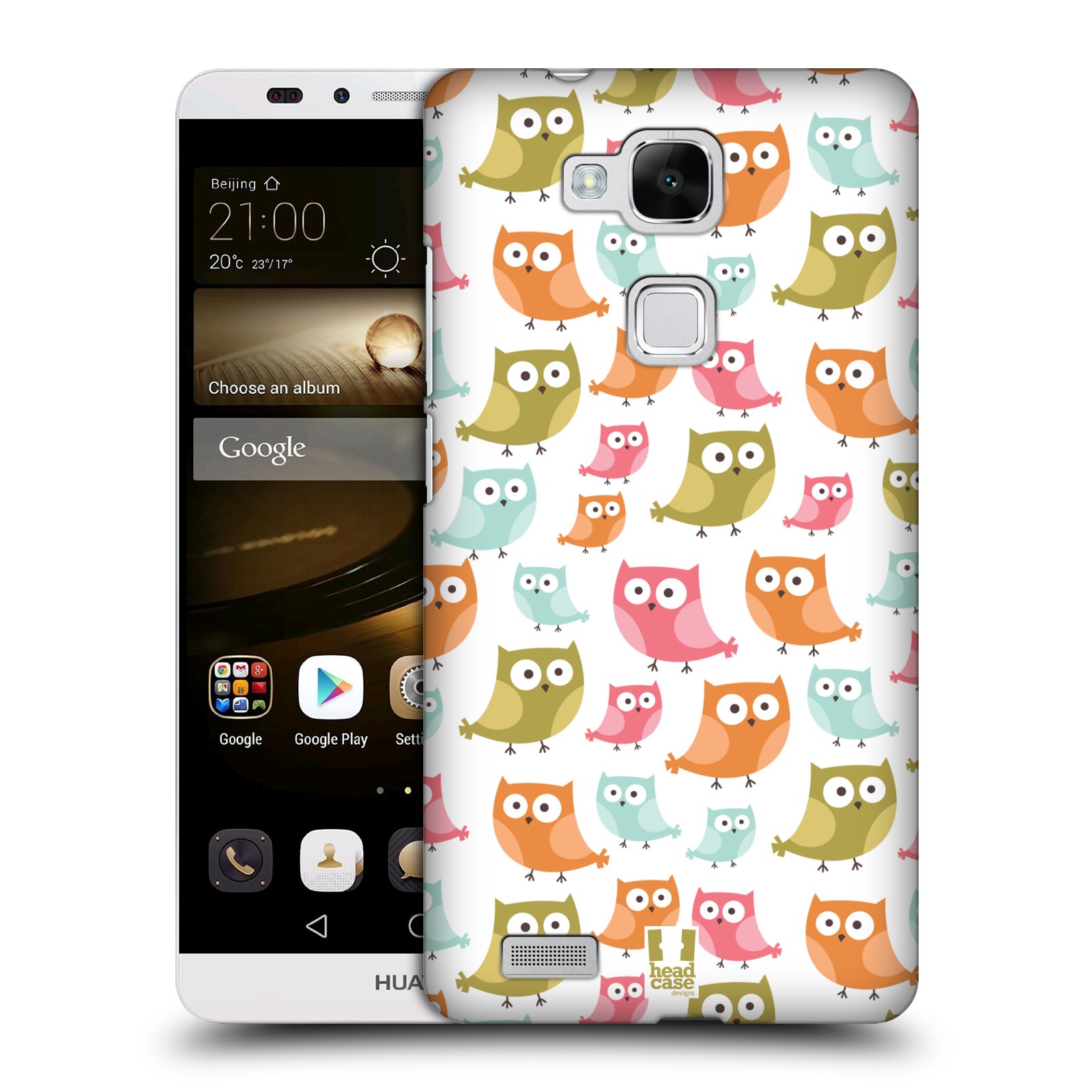 HEAD CASE plastový obal na mobil Huawei Mate 7 vzor Malé roztomilé sovičky barevná kombinace
