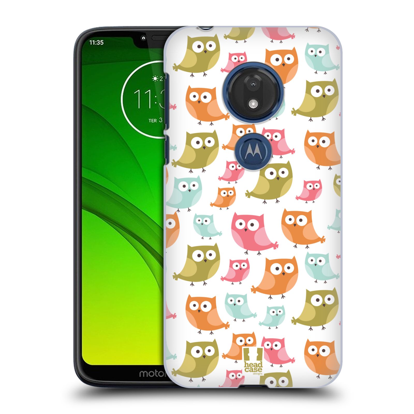 Pouzdro na mobil Motorola Moto G7 Play vzor Malé roztomilé sovičky barevná kombinace
