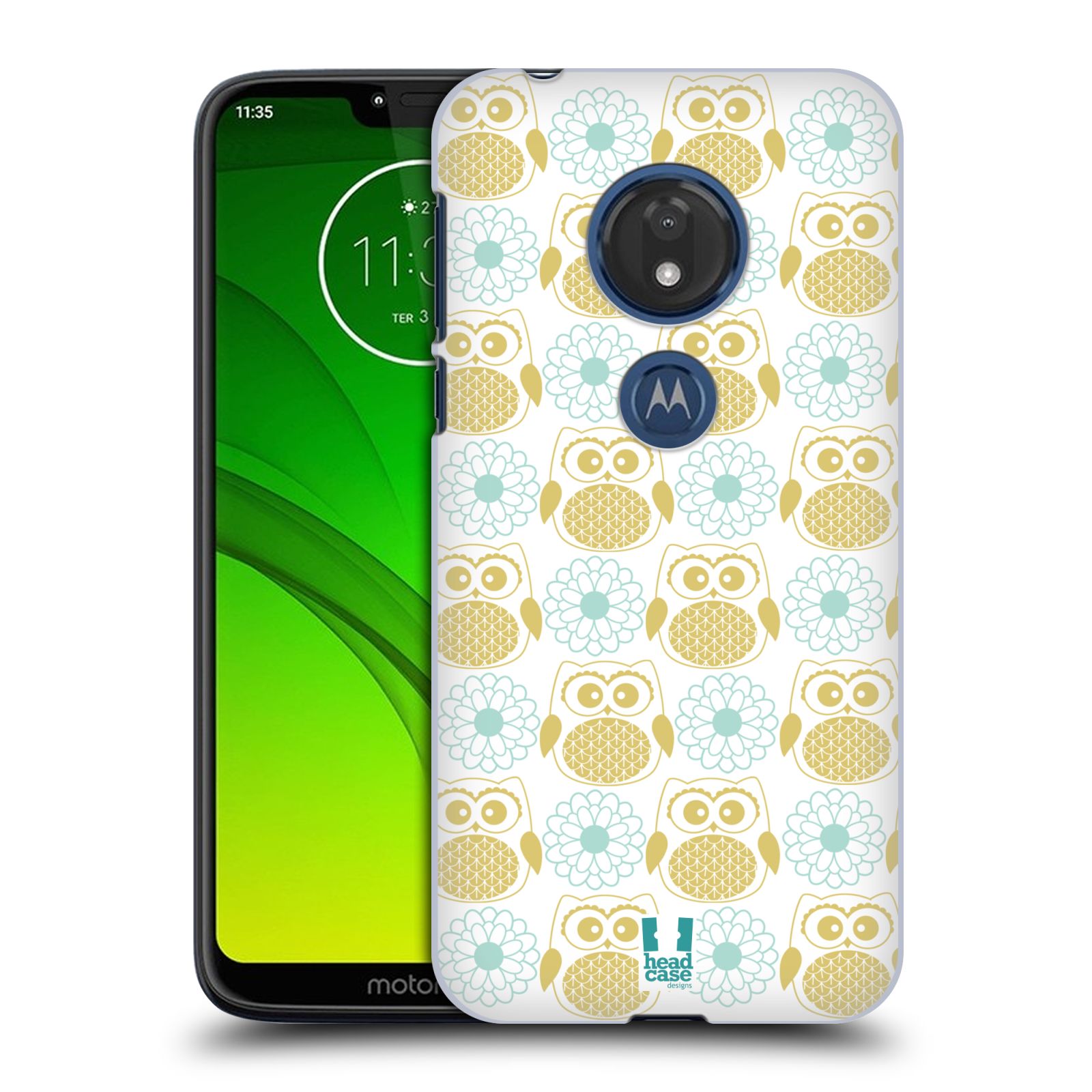 Pouzdro na mobil Motorola Moto G7 Play vzor Malé roztomilé sovičky květy