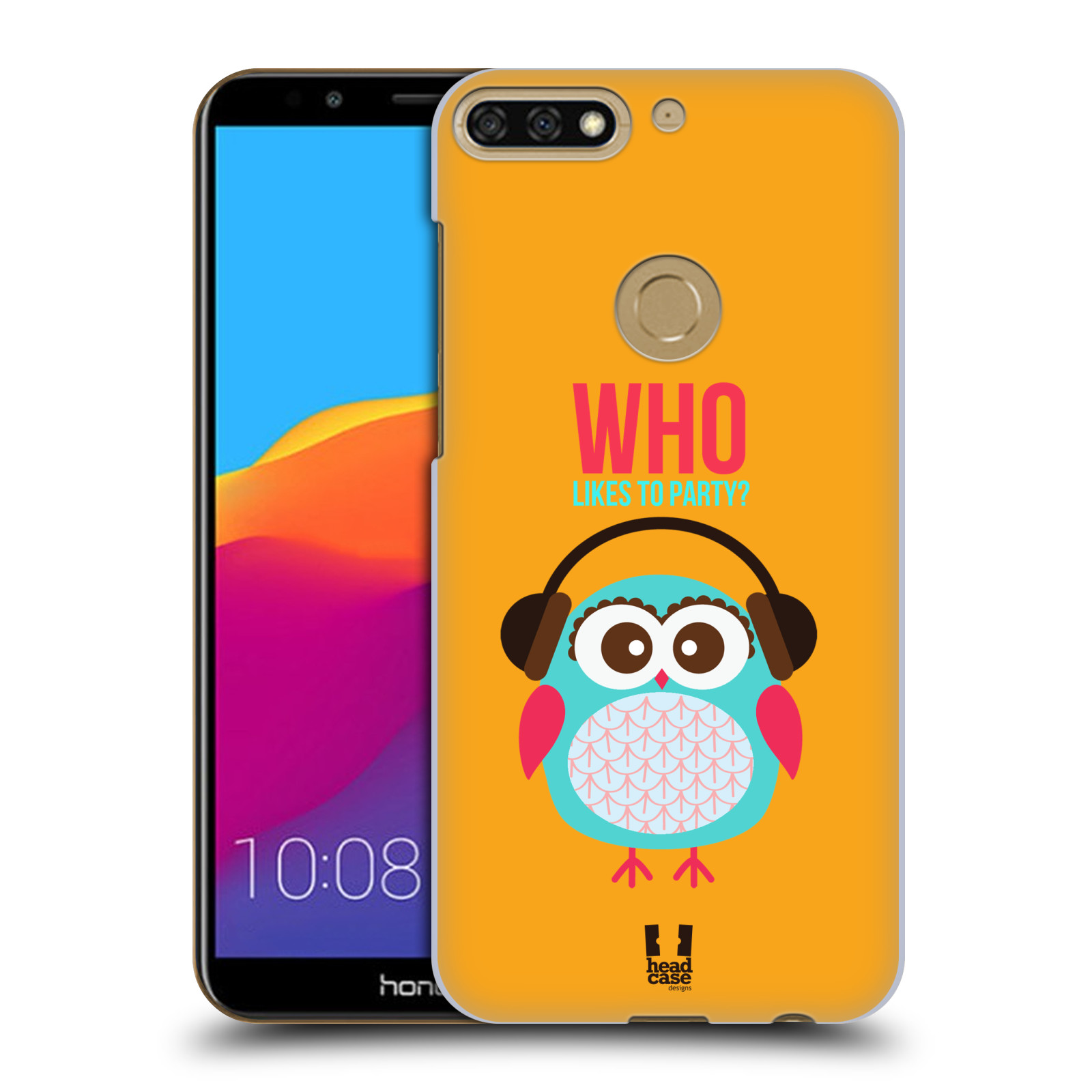 HEAD CASE plastový obal na mobil Honor 7c vzor Malé roztomilé sovičky oranžová párty