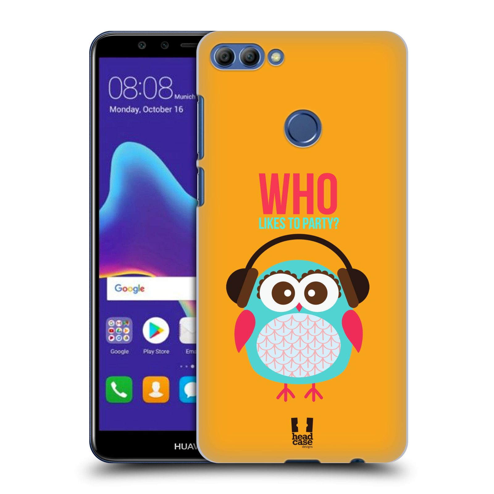 HEAD CASE plastový obal na mobil Huawei Y9 2018 vzor Malé roztomilé sovičky oranžová párty