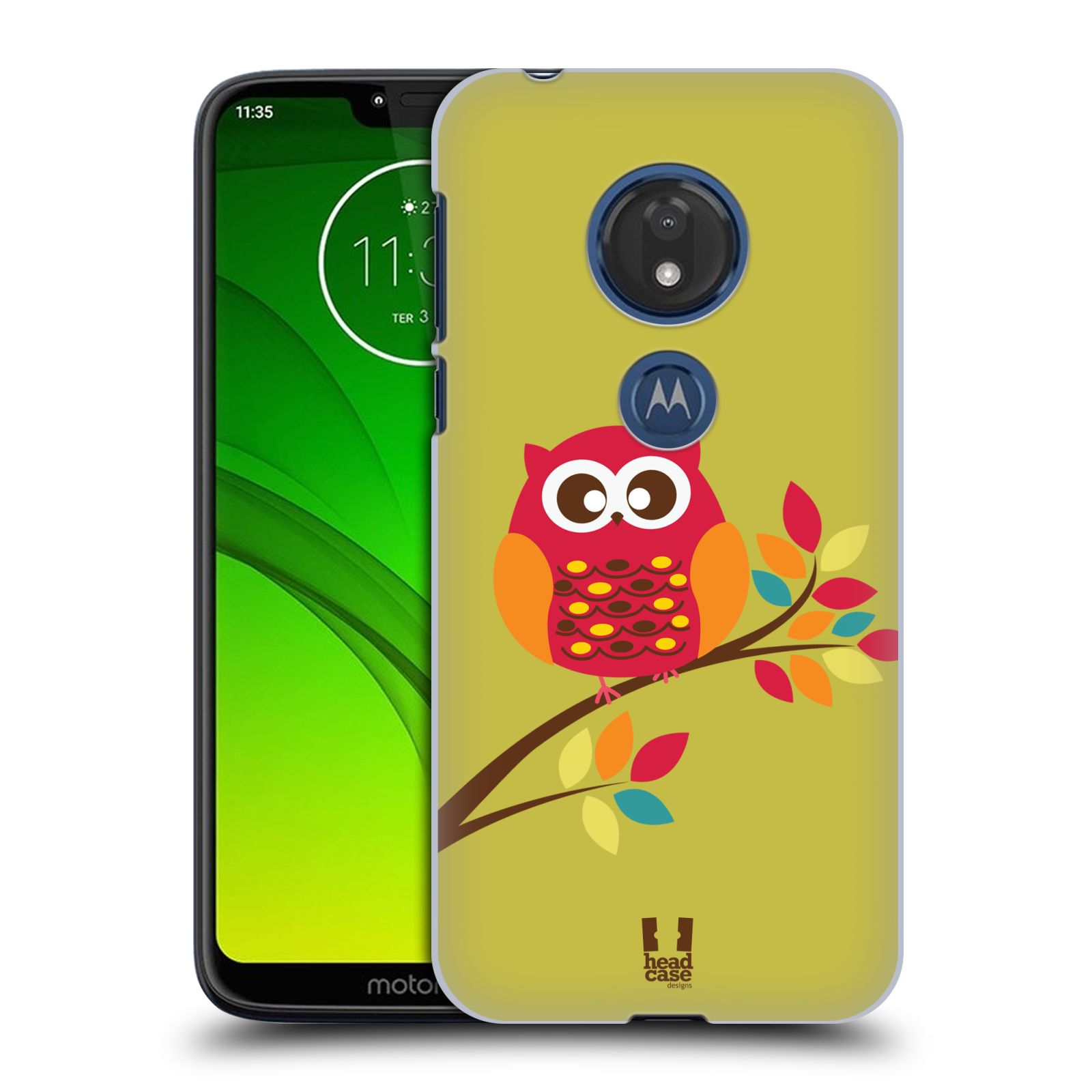 Pouzdro na mobil Motorola Moto G7 Play vzor Malé roztomilé sovičky sedící na větvi