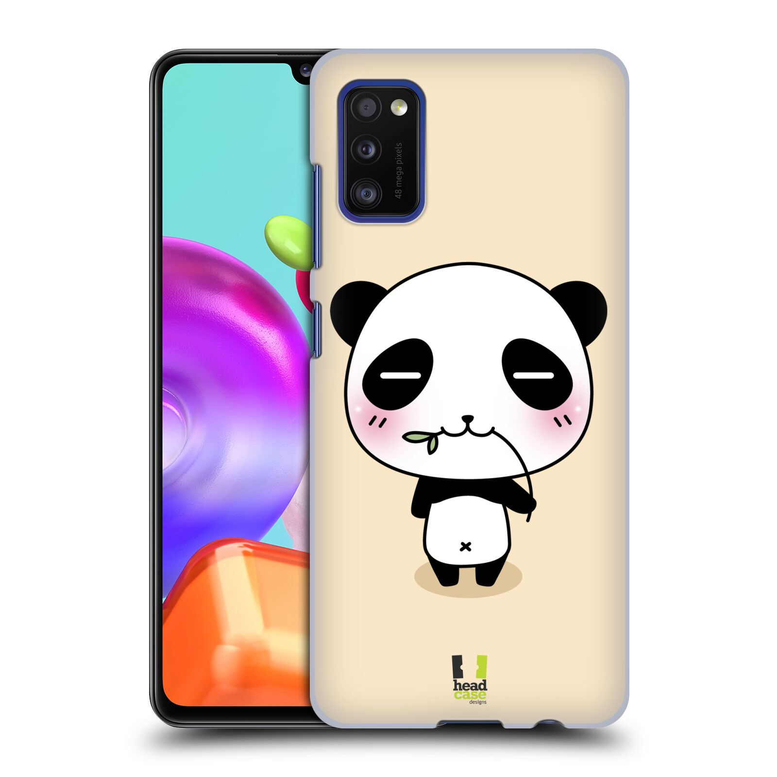 Zadní kryt na mobil Samsung Galaxy A41 vzor Roztomilá panda krémová