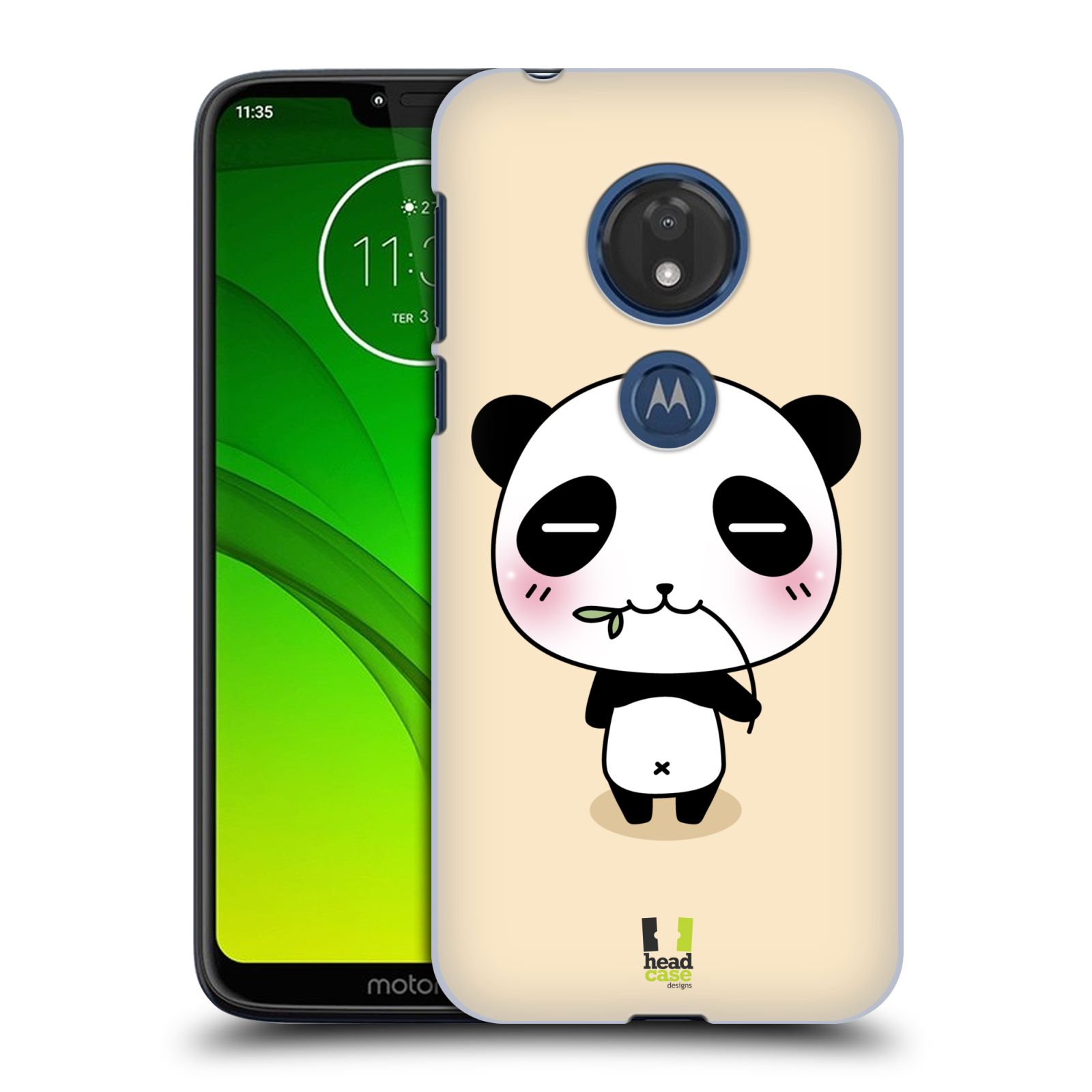 Pouzdro na mobil Motorola Moto G7 Play vzor Roztomilá panda krémová