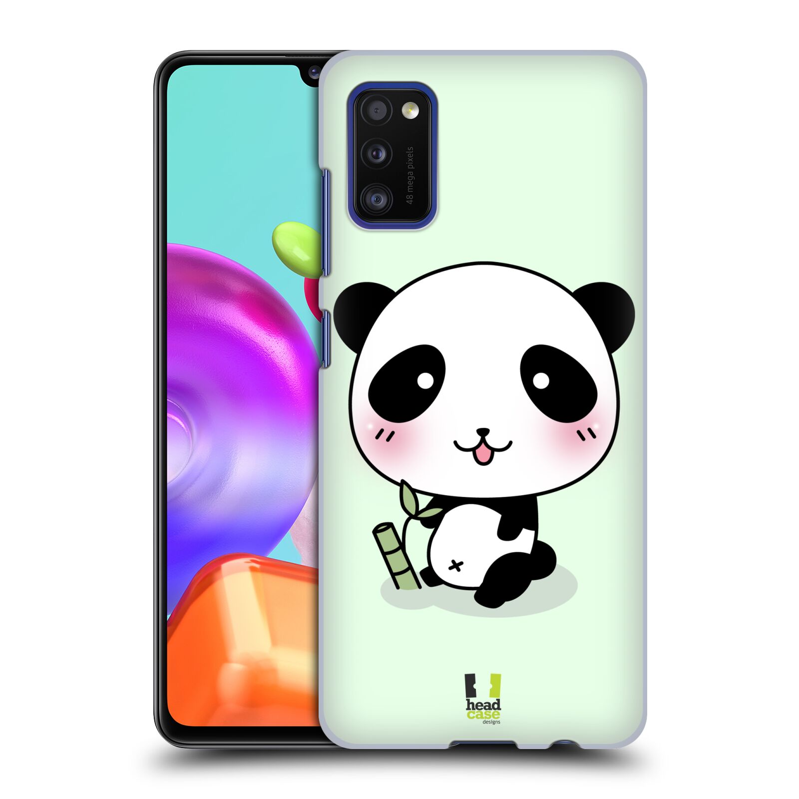Zadní kryt na mobil Samsung Galaxy A41 vzor Roztomilá panda zelená