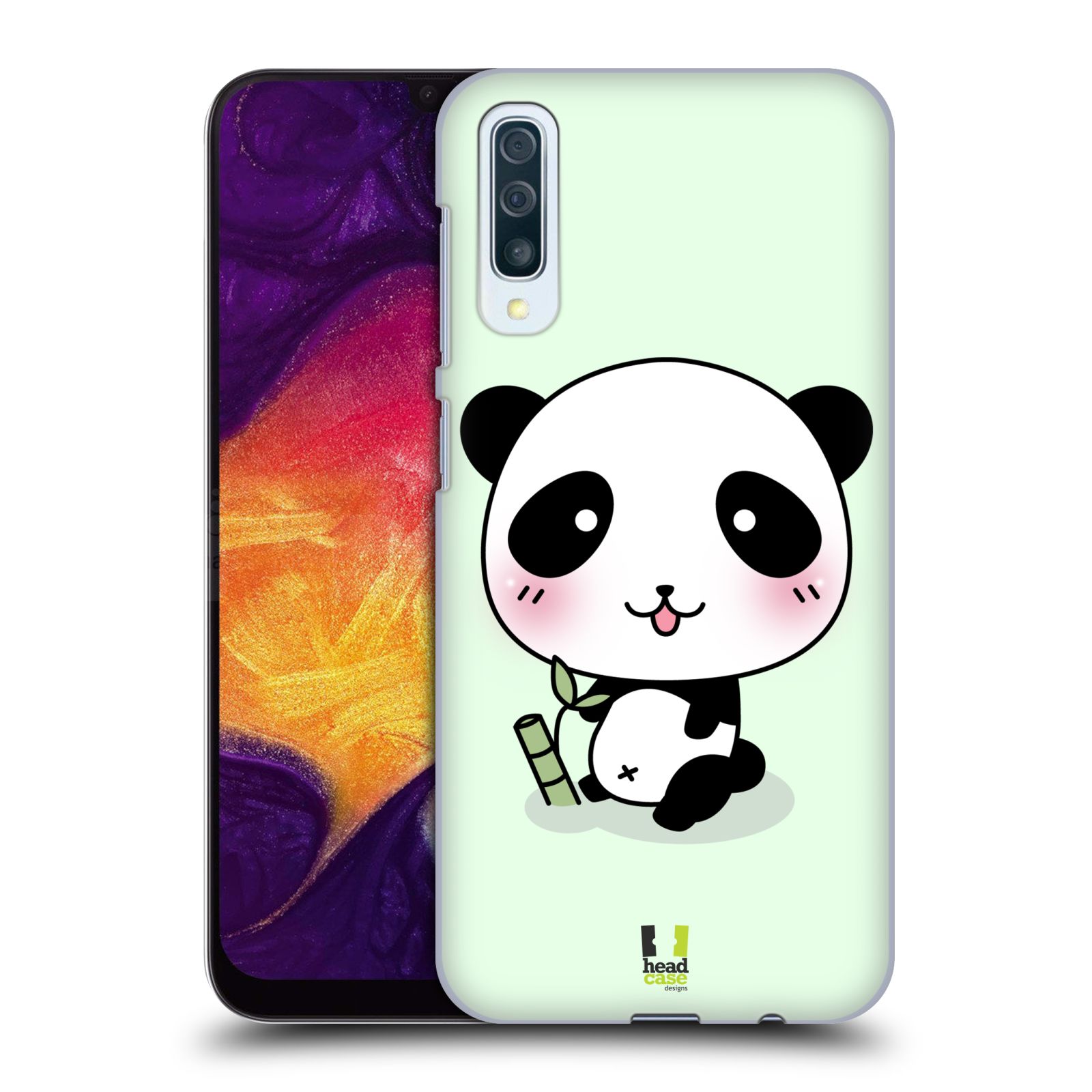 Pouzdro na mobil Samsung Galaxy A50 - HEAD CASE - vzor Roztomilá panda zelená