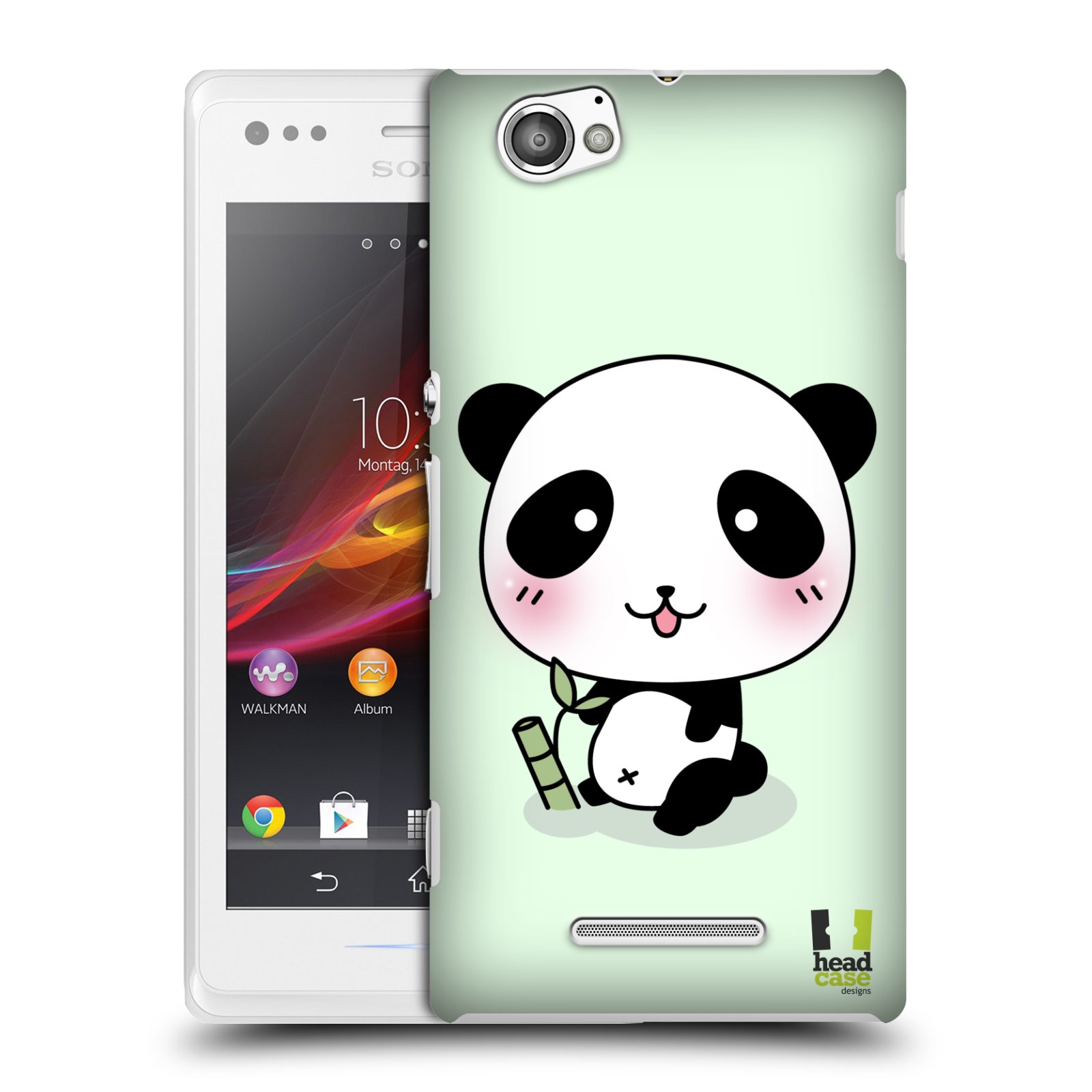 HEAD CASE plastový obal na mobil Sony Xperia M vzor Roztomilá panda zelená