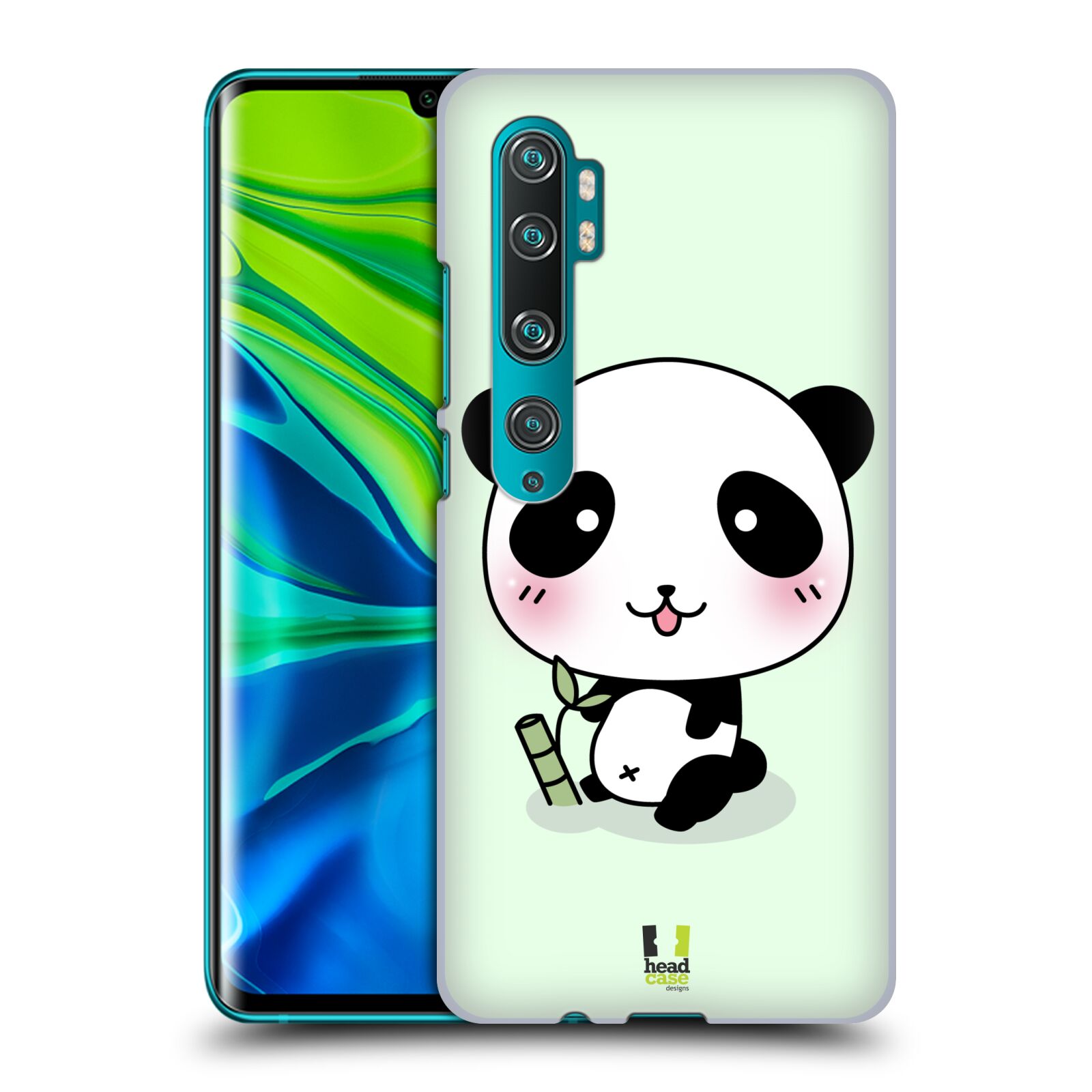 Pouzdro na mobil Xiaomi Mi Note 10 / Mi Note 10 PRO - HEAD CASE - vzor Roztomilá panda zelená