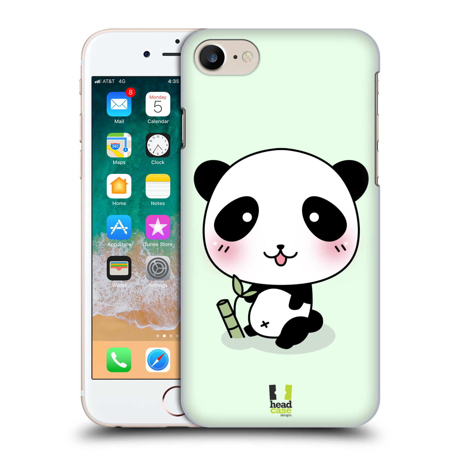 Plastové pouzdro pro mobil Apple Iphone 7/8/SE 2020 vzor Roztomilá panda zelená