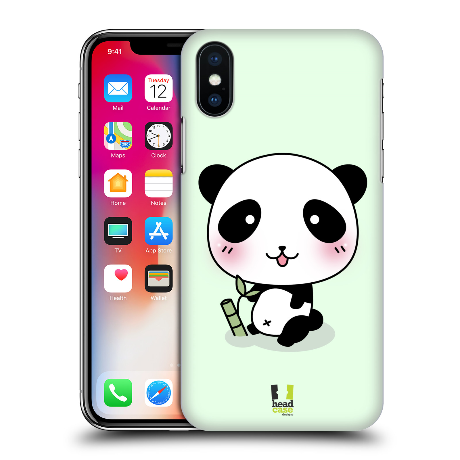 HEAD CASE plastový obal na mobil Apple Iphone X / XS vzor Roztomilá panda zelená