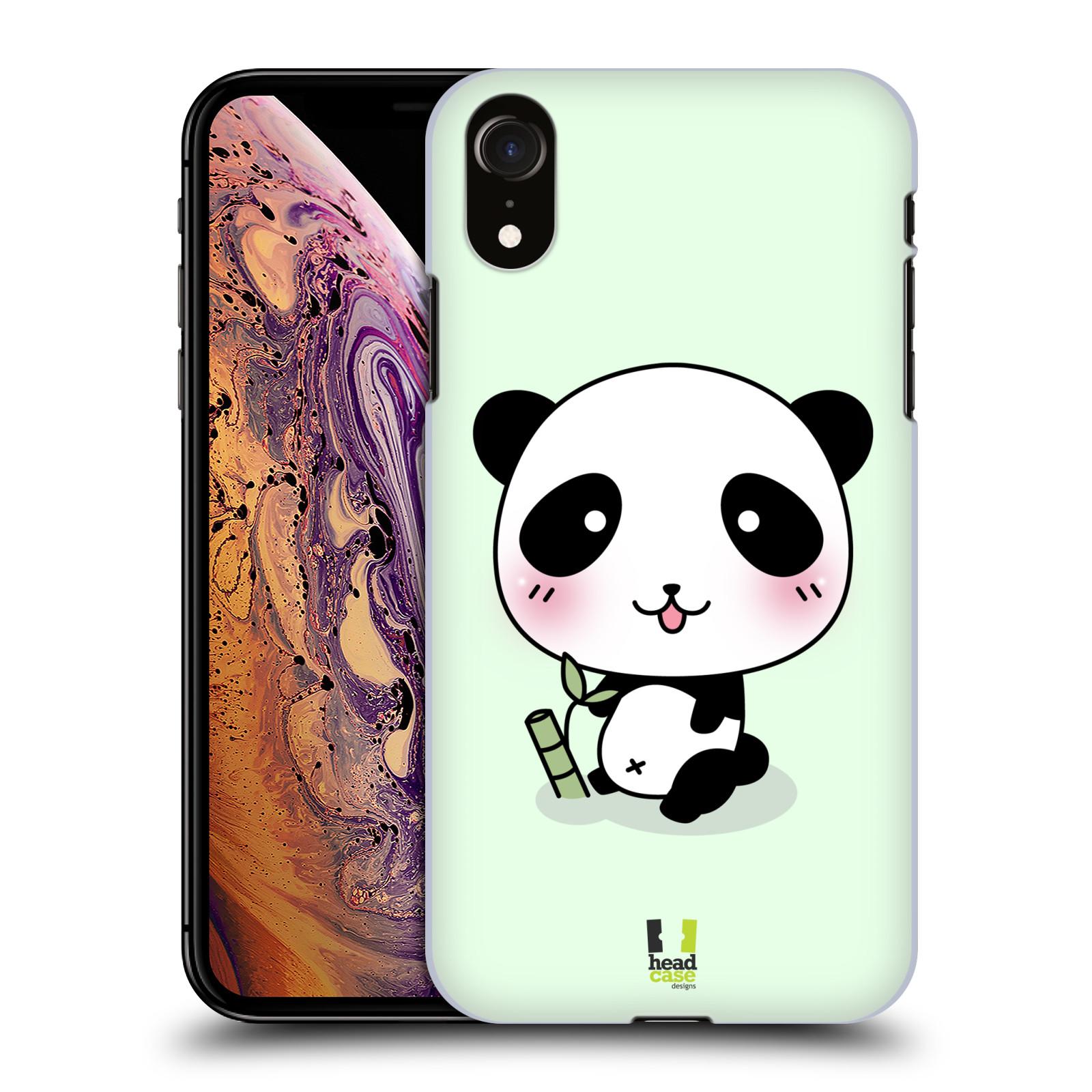 HEAD CASE plastový obal na mobil Apple Iphone XR vzor Roztomilá panda zelená
