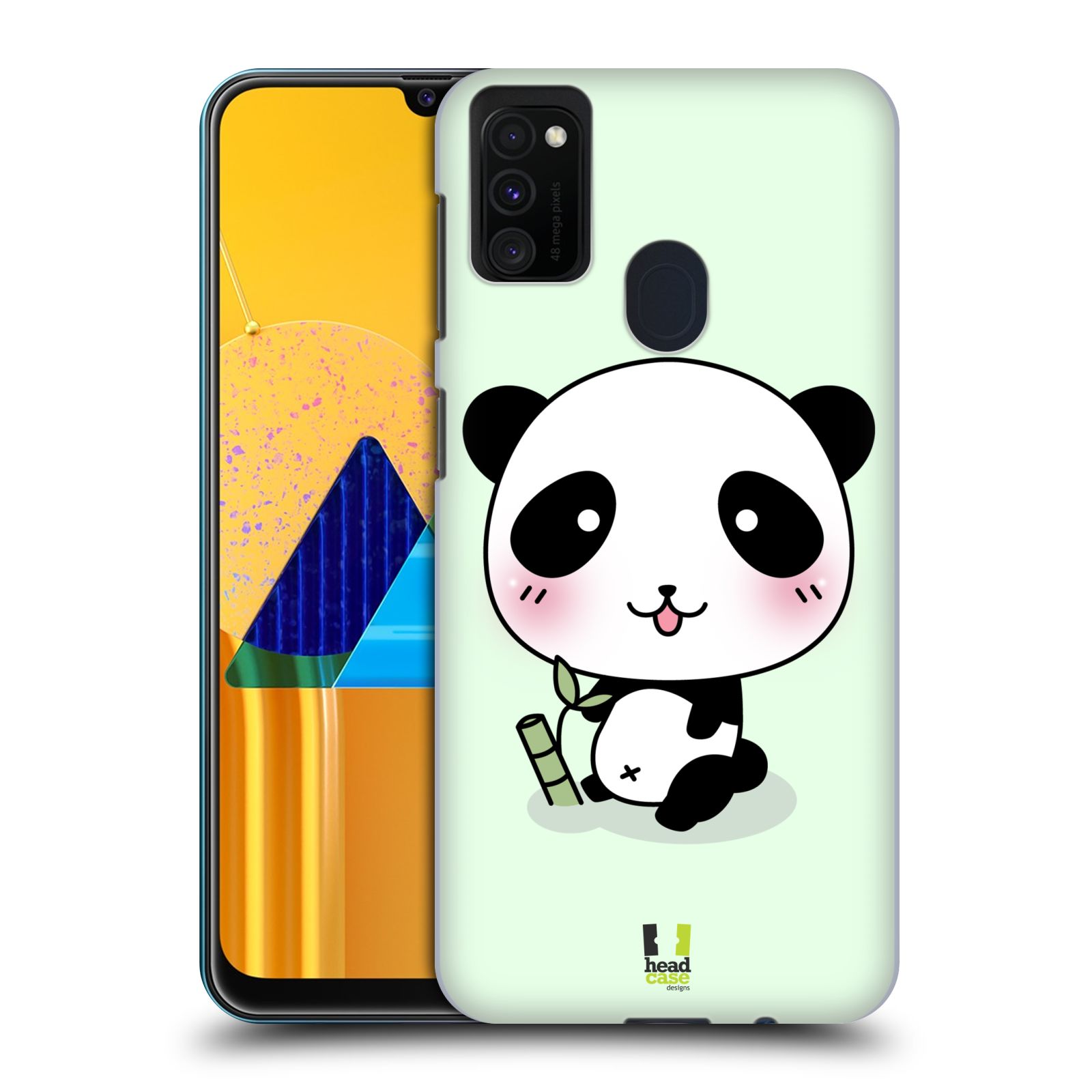 Zadní kryt na mobil Samsung Galaxy M21 vzor Roztomilá panda zelená