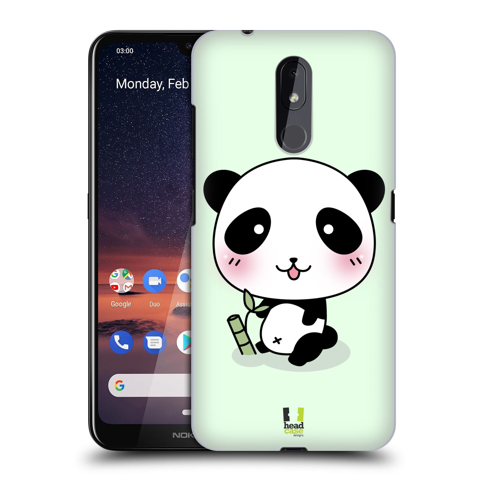 Pouzdro na mobil Nokia 3.2 - HEAD CASE - vzor Roztomilá panda zelená