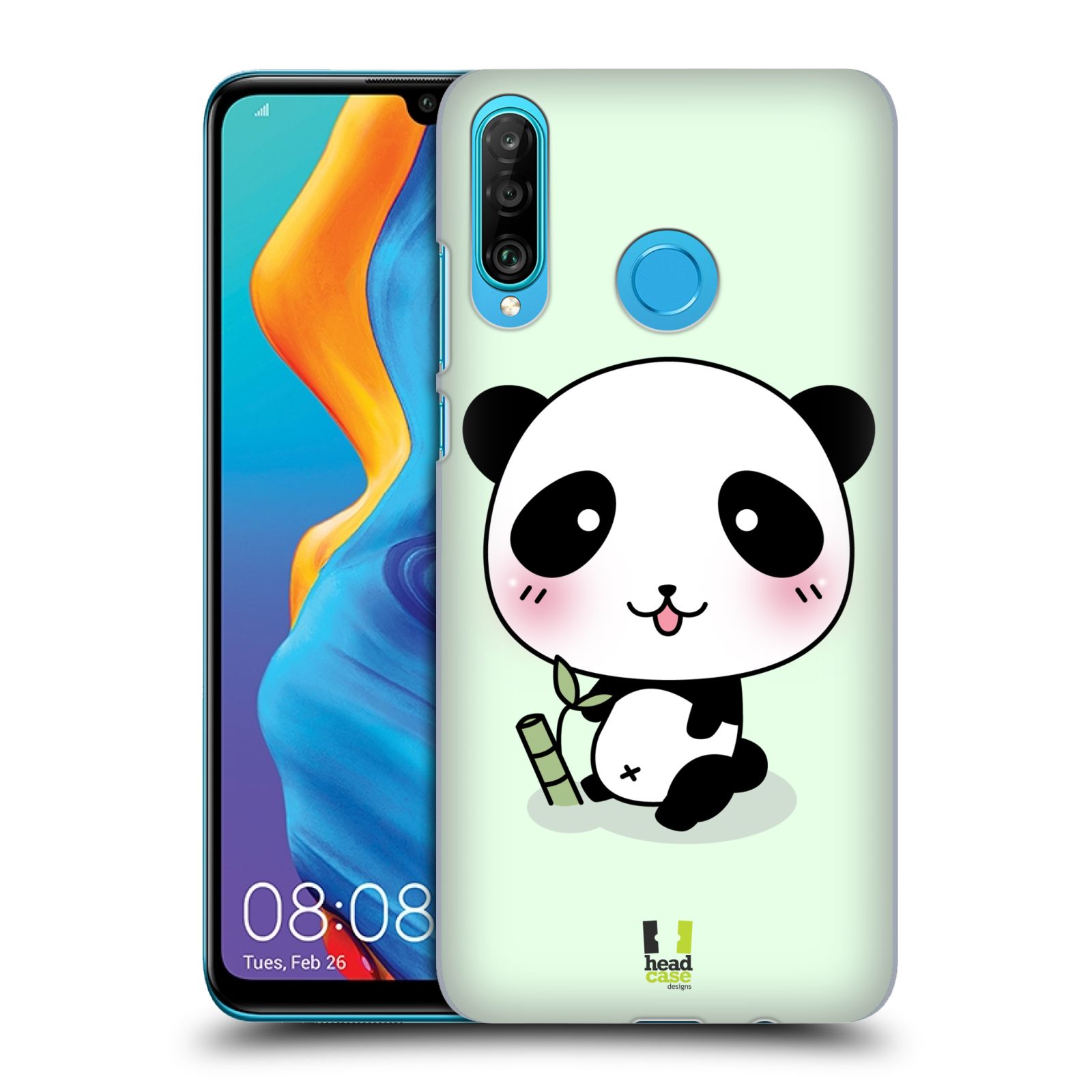 Pouzdro na mobil Huawei P30 LITE - HEAD CASE - vzor Roztomilá panda zelená