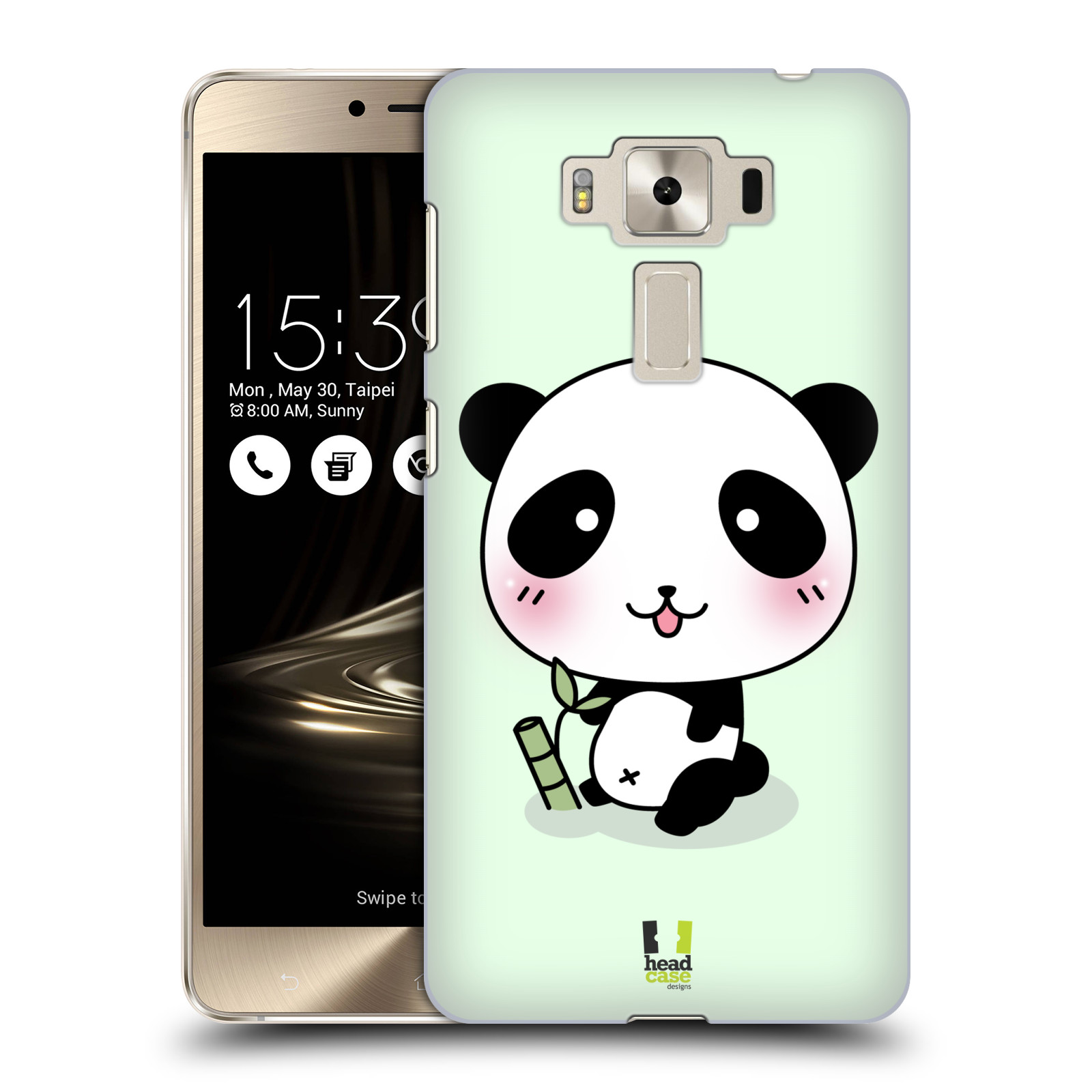 HEAD CASE plastový obal na mobil Asus Zenfone 3 DELUXE ZS550KL vzor Roztomilá panda zelená