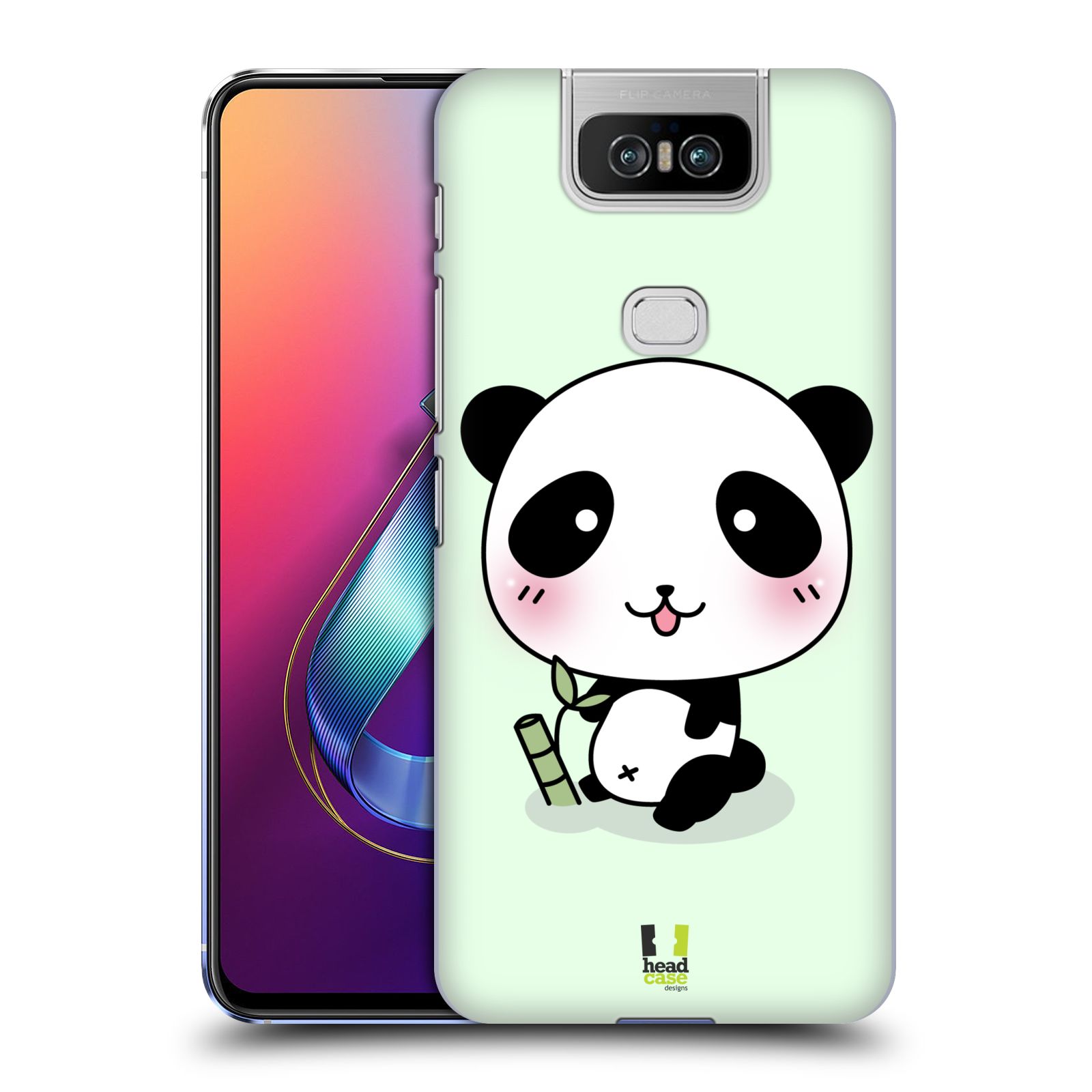 Pouzdro na mobil Asus Zenfone 6 ZS630KL - HEAD CASE - vzor Roztomilá panda zelená