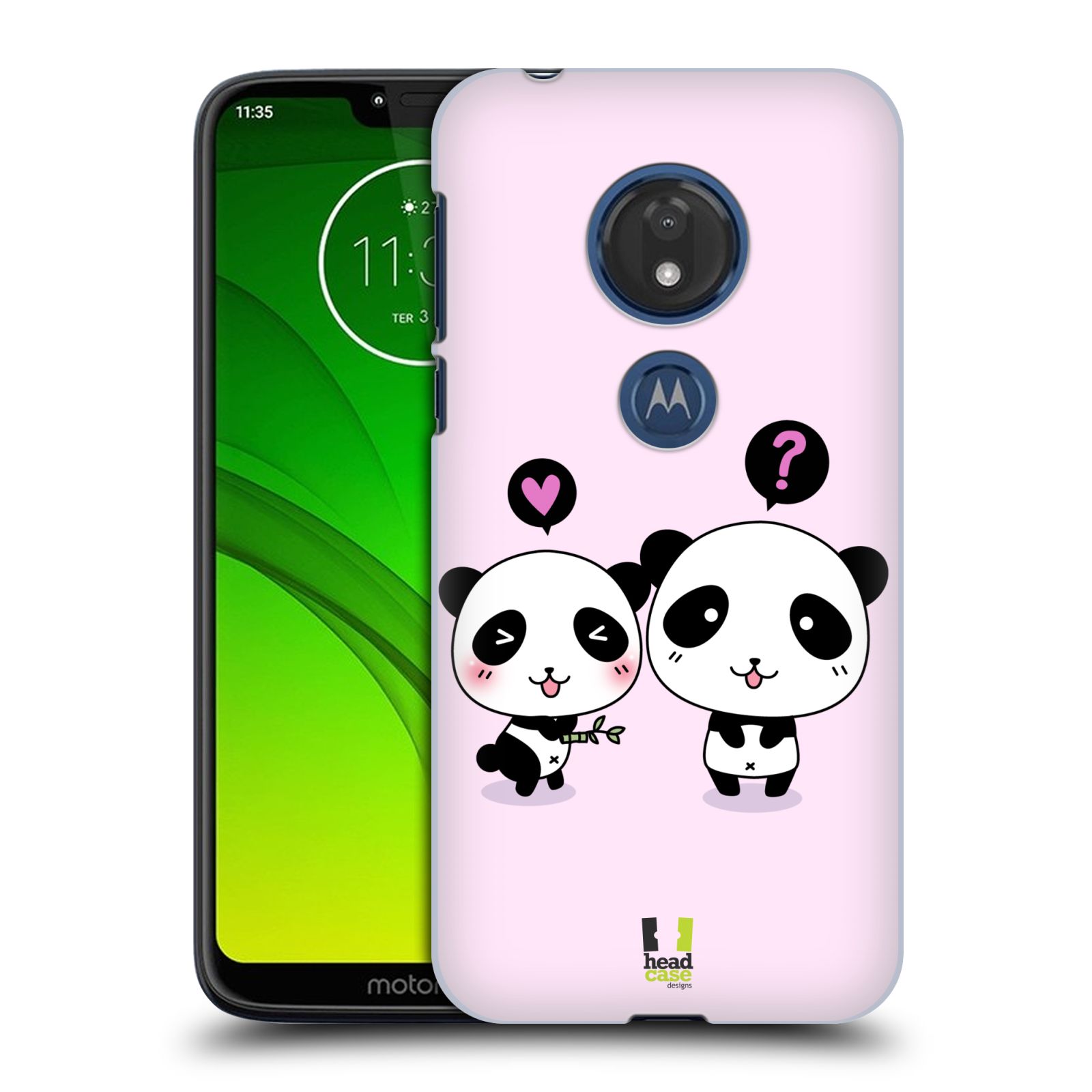 Pouzdro na mobil Motorola Moto G7 Play vzor Roztomilá panda růžová