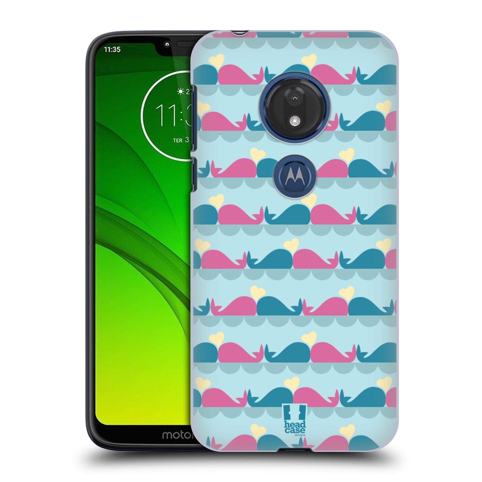 Pouzdro na mobil Motorola Moto G7 Play vzor Roztomilé veleryby modrá MALÉ