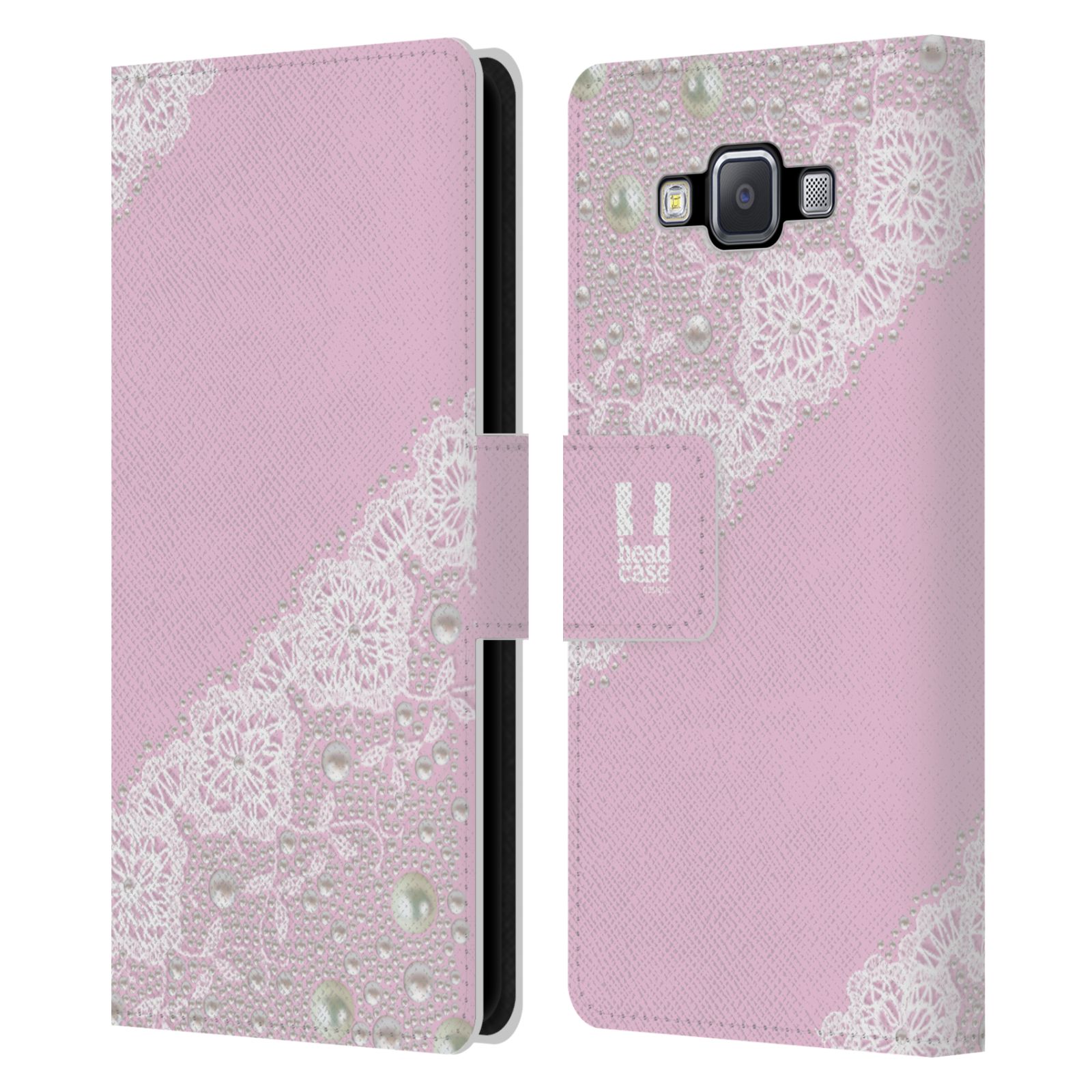 HEAD CASE Flipové pouzdro pro mobil Samsung Galaxy A5 krajka růžová barva