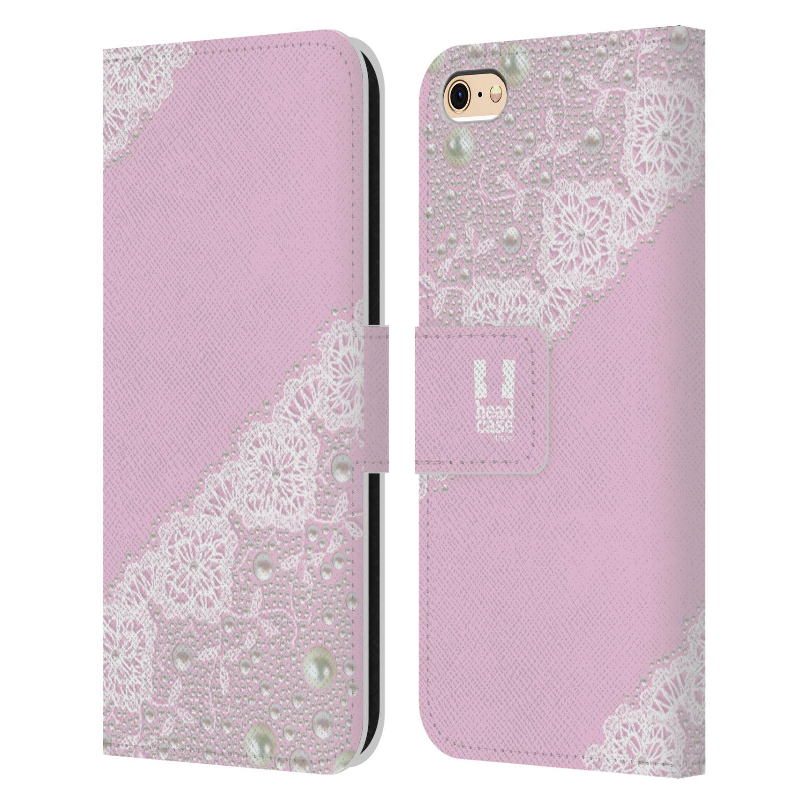 HEAD CASE Flipové pouzdro pro mobil Apple Iphone 6/6s krajka růžová barva