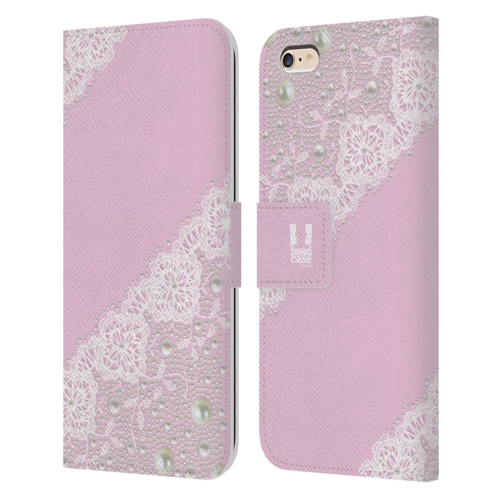 HEAD CASE Flipové pouzdro pro mobil Apple Iphone 6 PLUS / 6S PLUS krajka růžová barva