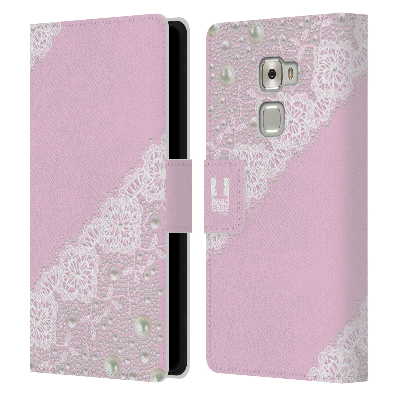 HEAD CASE Flipové pouzdro pro mobil Huawei MATE S krajka růžová barva