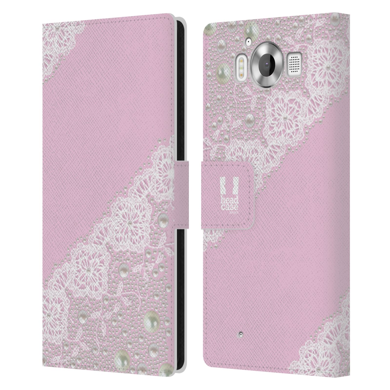HEAD CASE Flipové pouzdro pro mobil Microsoft Lumia 950 / LUMIA 950 DUAL SIM krajka růžová barva
