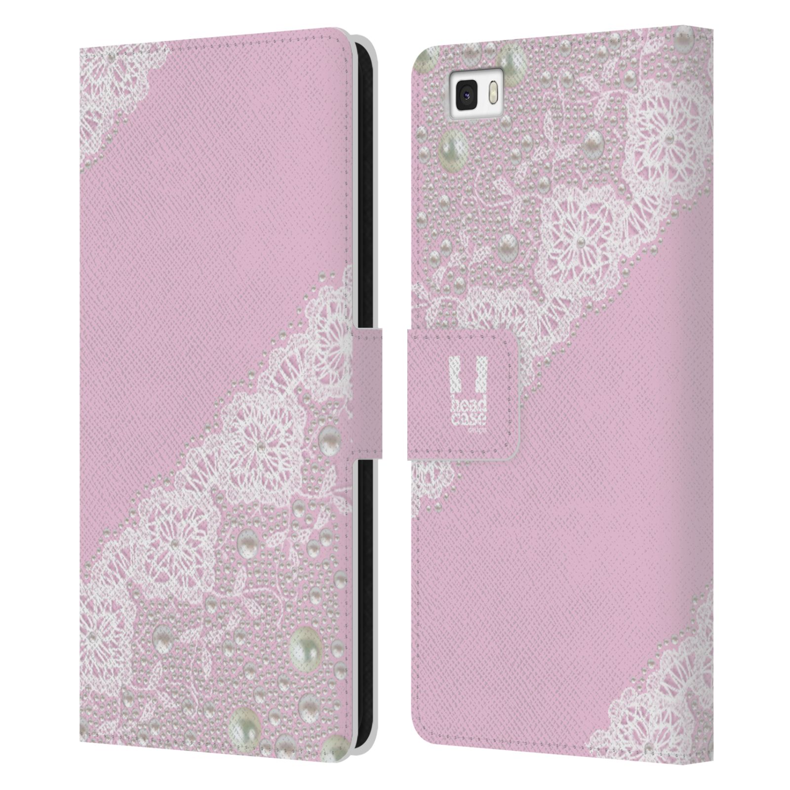 HEAD CASE Flipové pouzdro pro mobil Huawei P8 LITE krajka růžová barva
