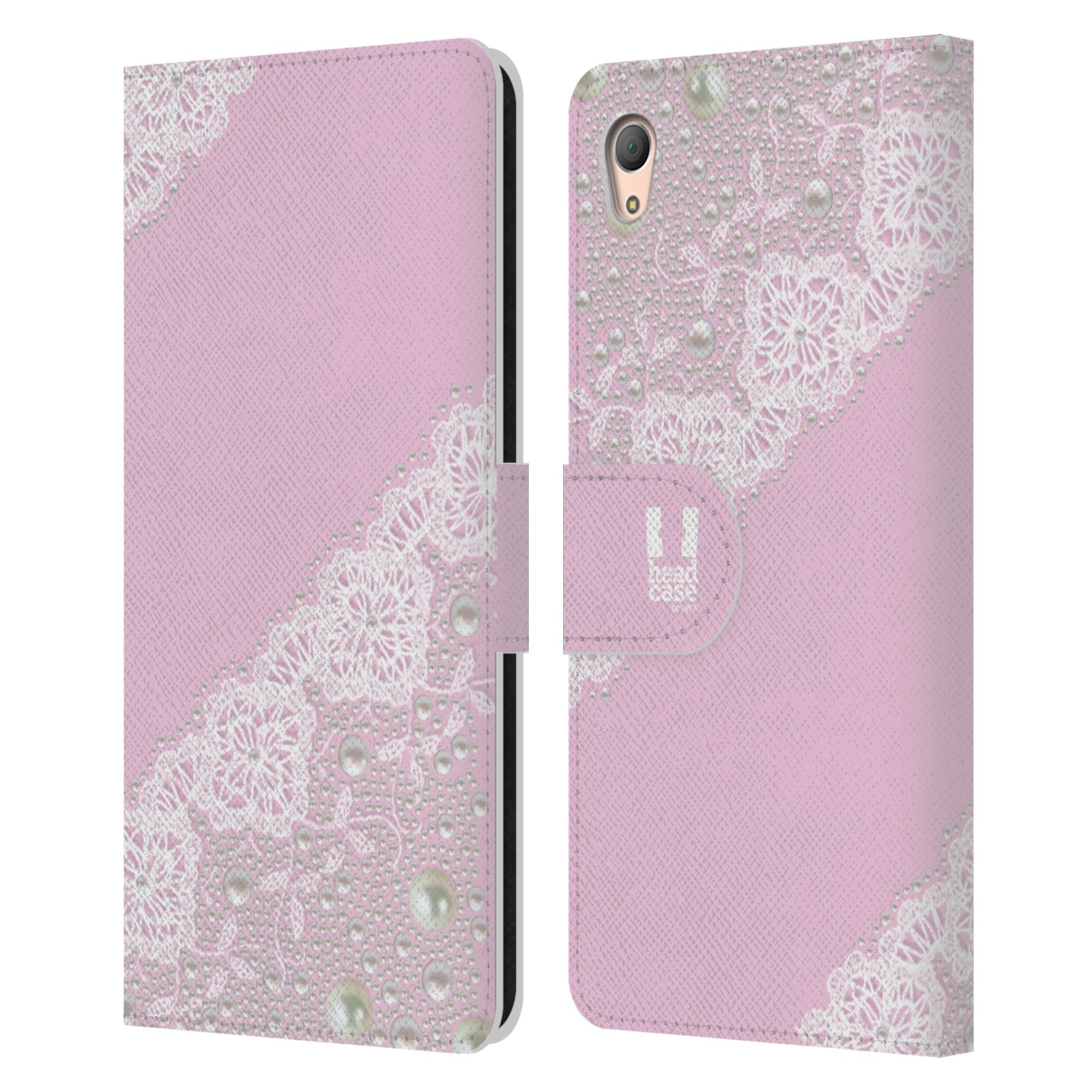 HEAD CASE Flipové pouzdro pro mobil SONY XPERIA Z3+ (PLUS) krajka růžová barva