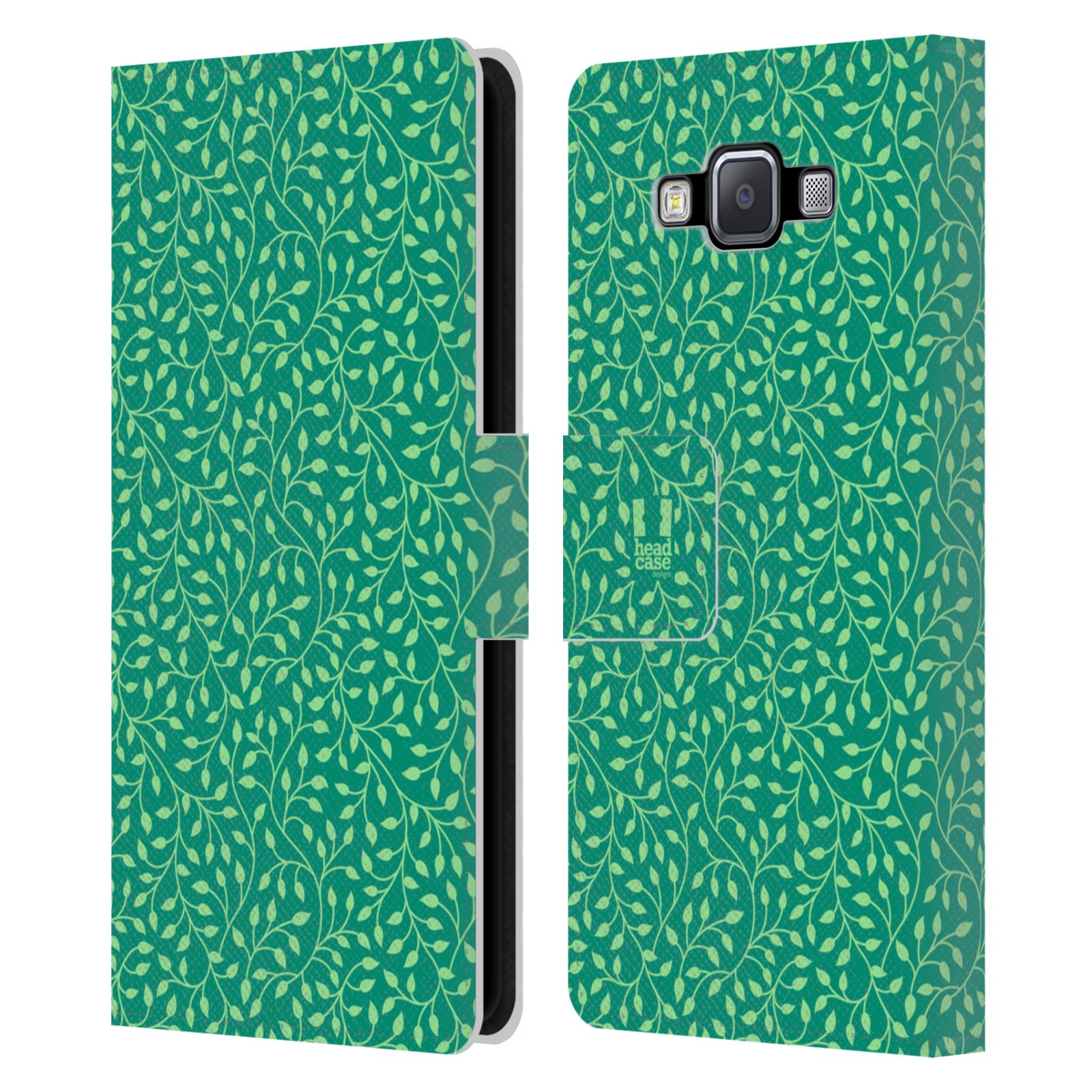 HEAD CASE Flipové pouzdro pro mobil Samsung Galaxy A5 vzory listy zelená mentol