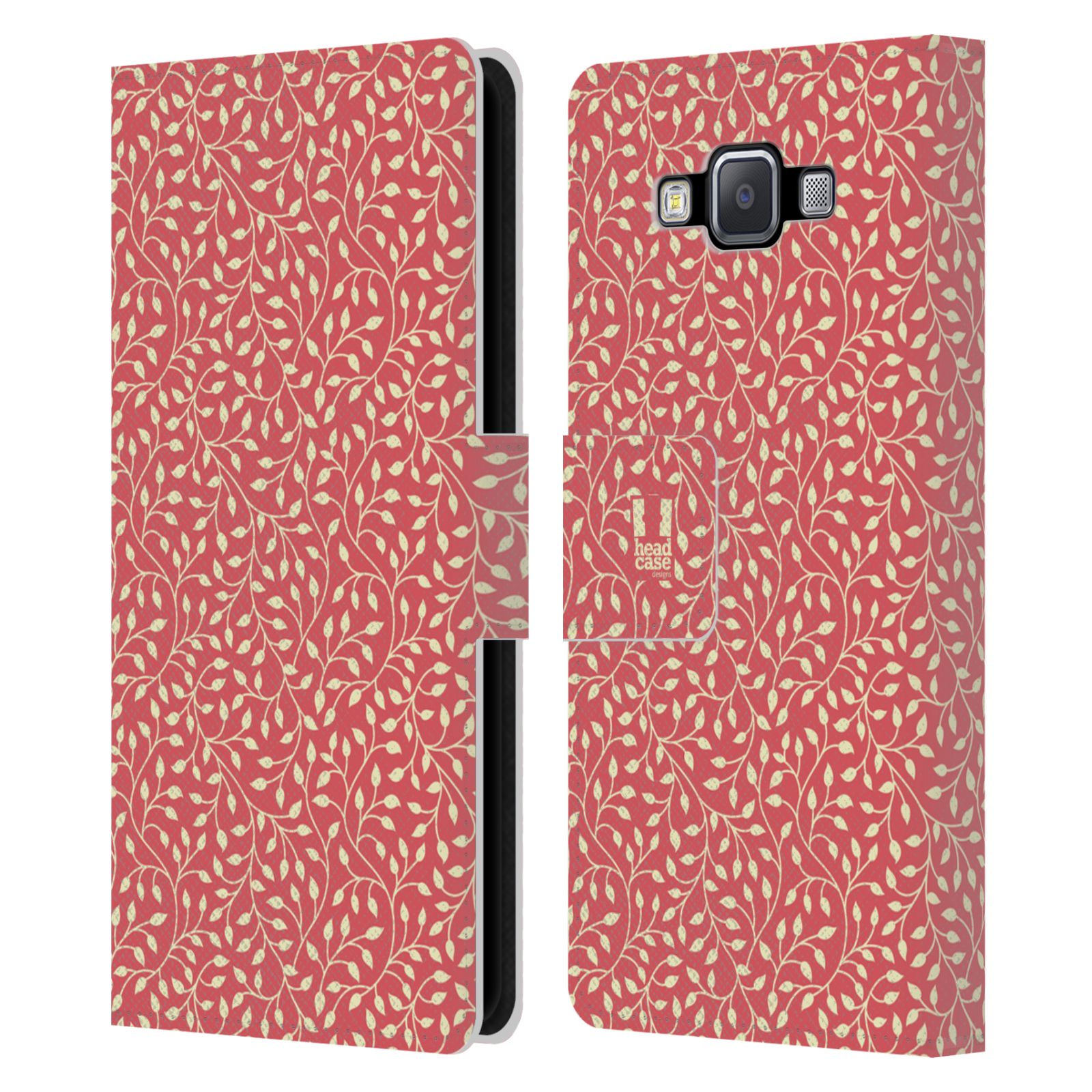 HEAD CASE Flipové pouzdro pro mobil Samsung Galaxy A5 vzory listy červená