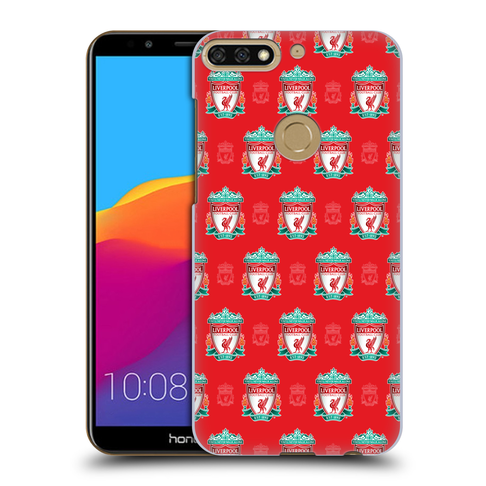 HEAD CASE plastový obal na mobil Honor 7c Fotbalový klub Liverpool znak malý vzorkovaný červené pozadí