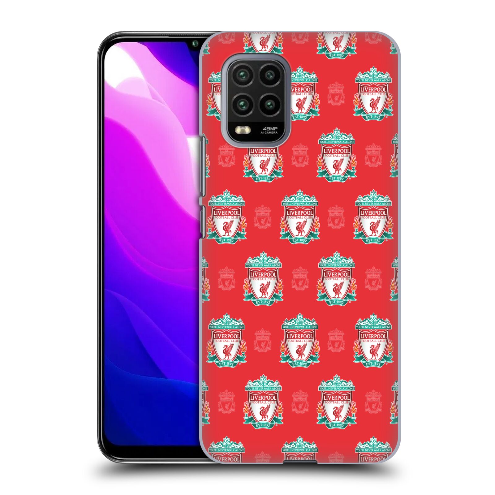 Zadní kryt, obal na mobil Xiaomi Mi 10 LITE Fotbalový klub Liverpool znak malý vzorkovaný červené pozadí