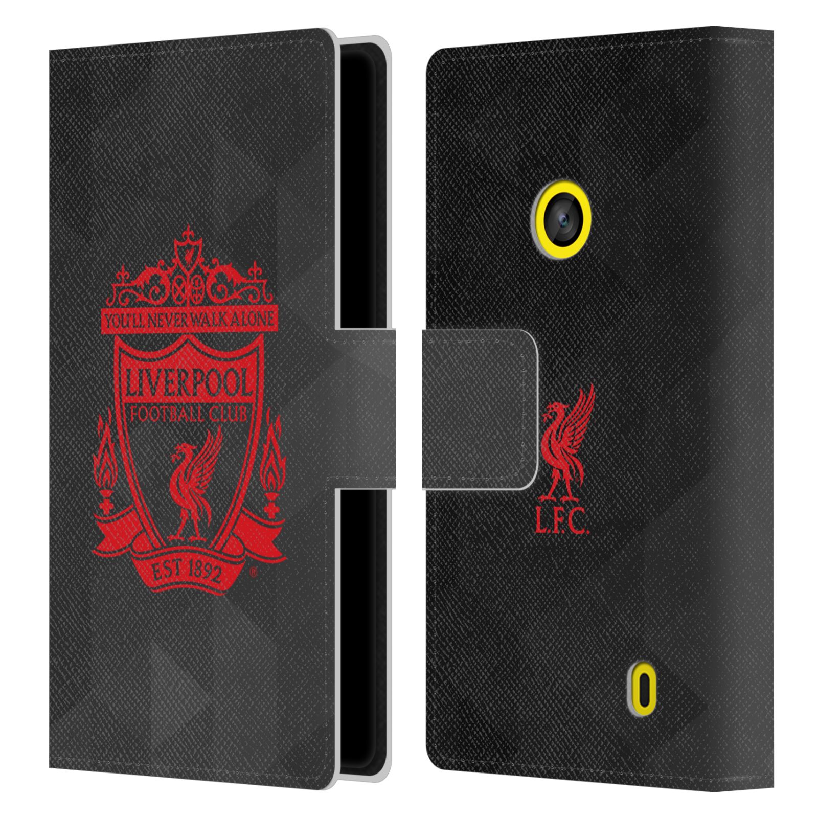 HEAD CASE Flipové pouzdro pro mobil NOKIA LUMIA 520 / 525 LIVERPOOL FC OFICIÁLNÍ ZNAK kostky červený znak na černé