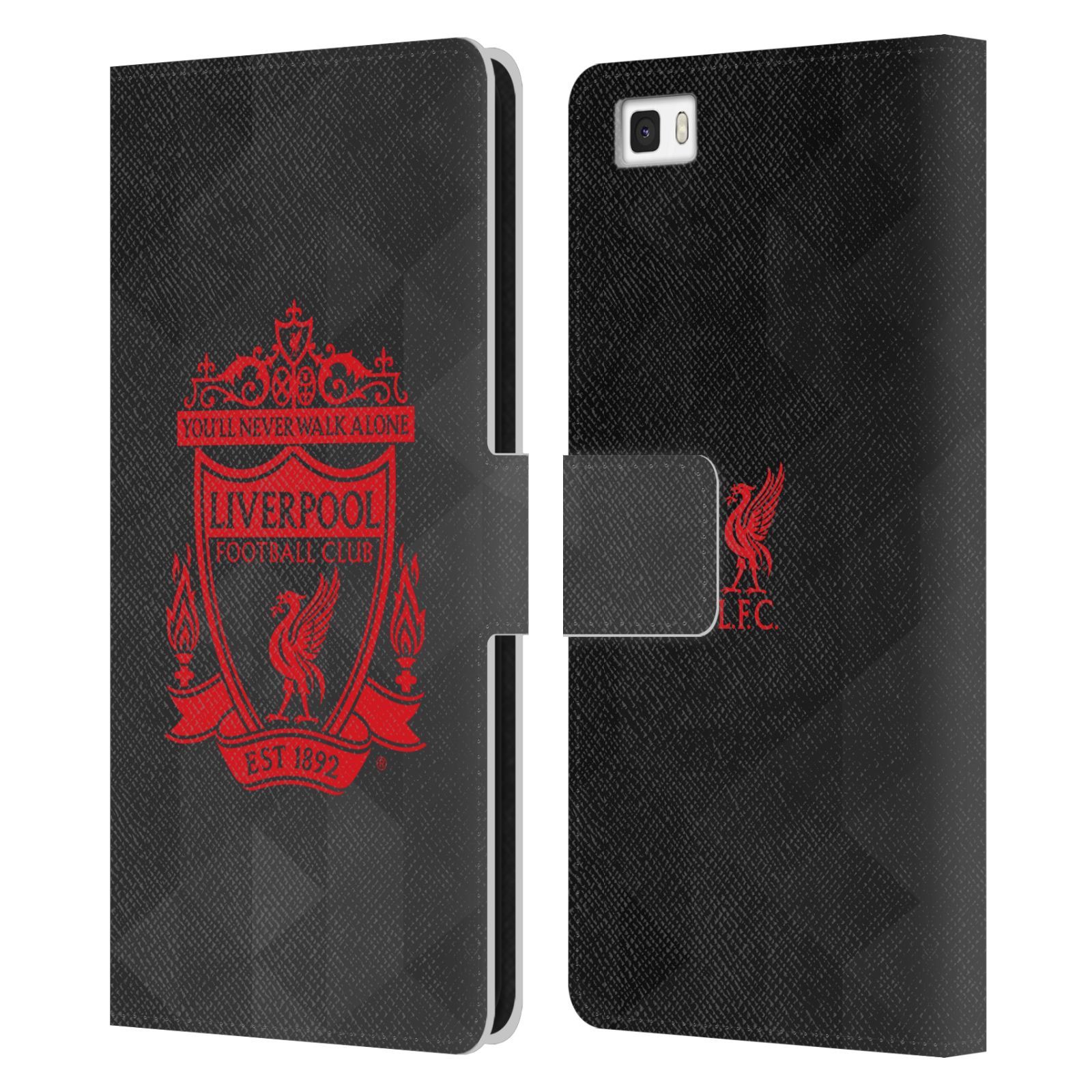 HEAD CASE Flipové pouzdro pro mobil Huawei P8 LITE LIVERPOOL FC OFICIÁLNÍ ZNAK kostky červený znak na černé