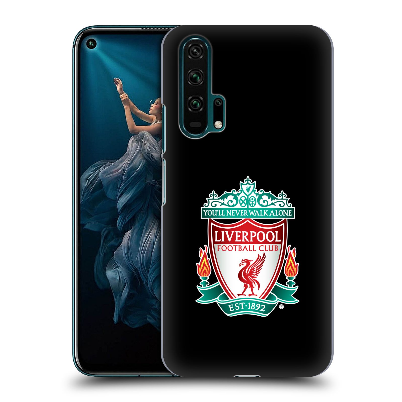 Pouzdro na mobil Honor 20 PRO - HEAD CASE - Fotbalový klub Liverpool barevný znak černé pozadí
