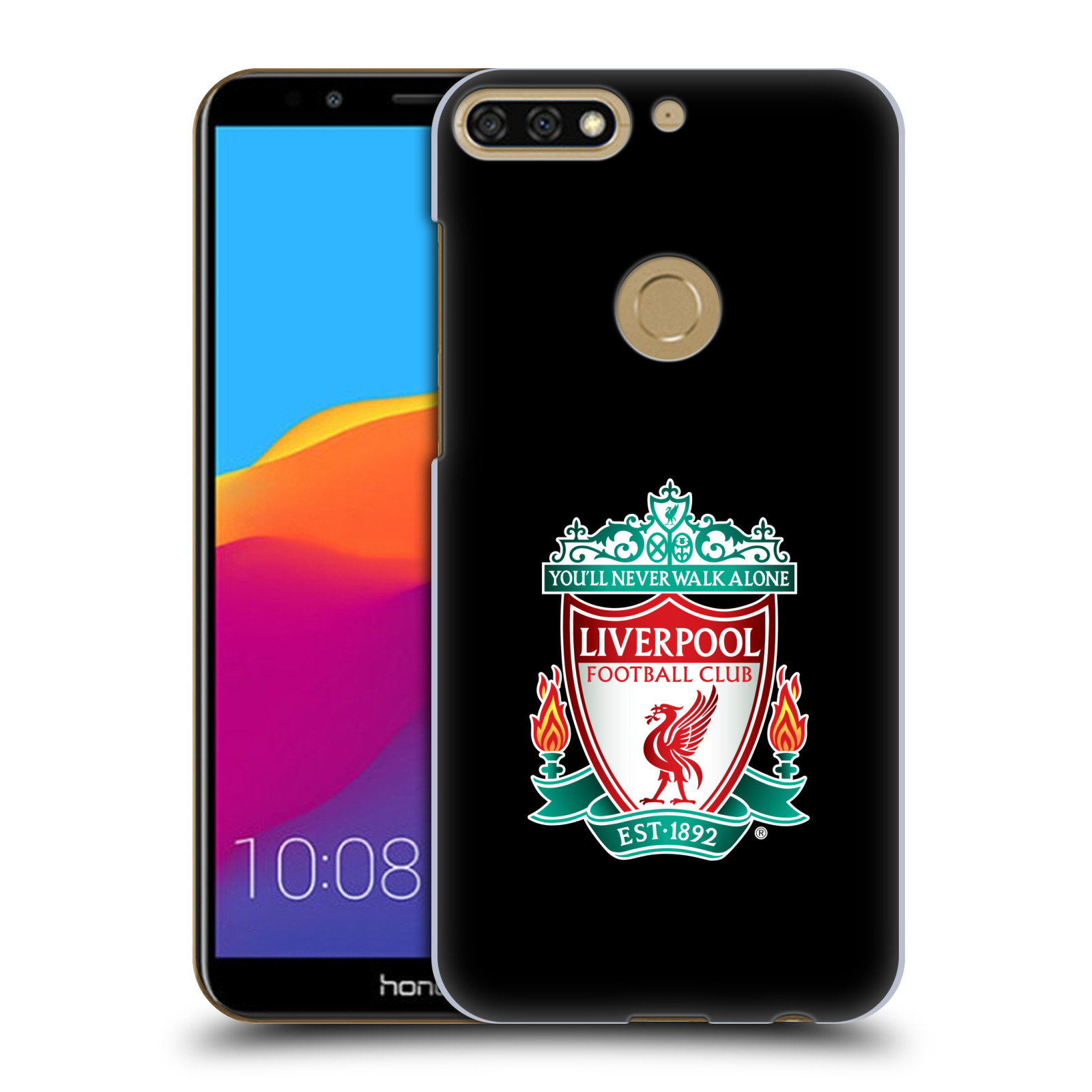 HEAD CASE plastový obal na mobil Honor 7c Fotbalový klub Liverpool barevný znak černé pozadí
