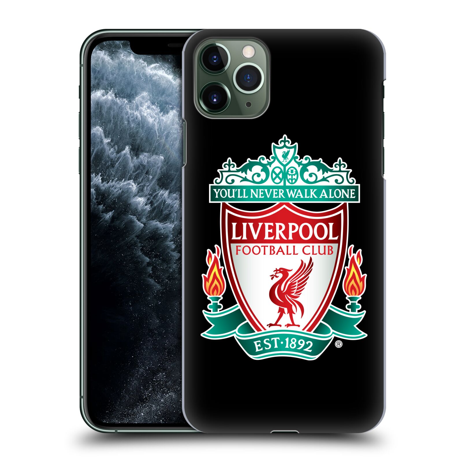 Pouzdro na mobil Apple Iphone 11 PRO MAX - HEAD CASE - Fotbalový klub Liverpool barevný znak černé pozadí