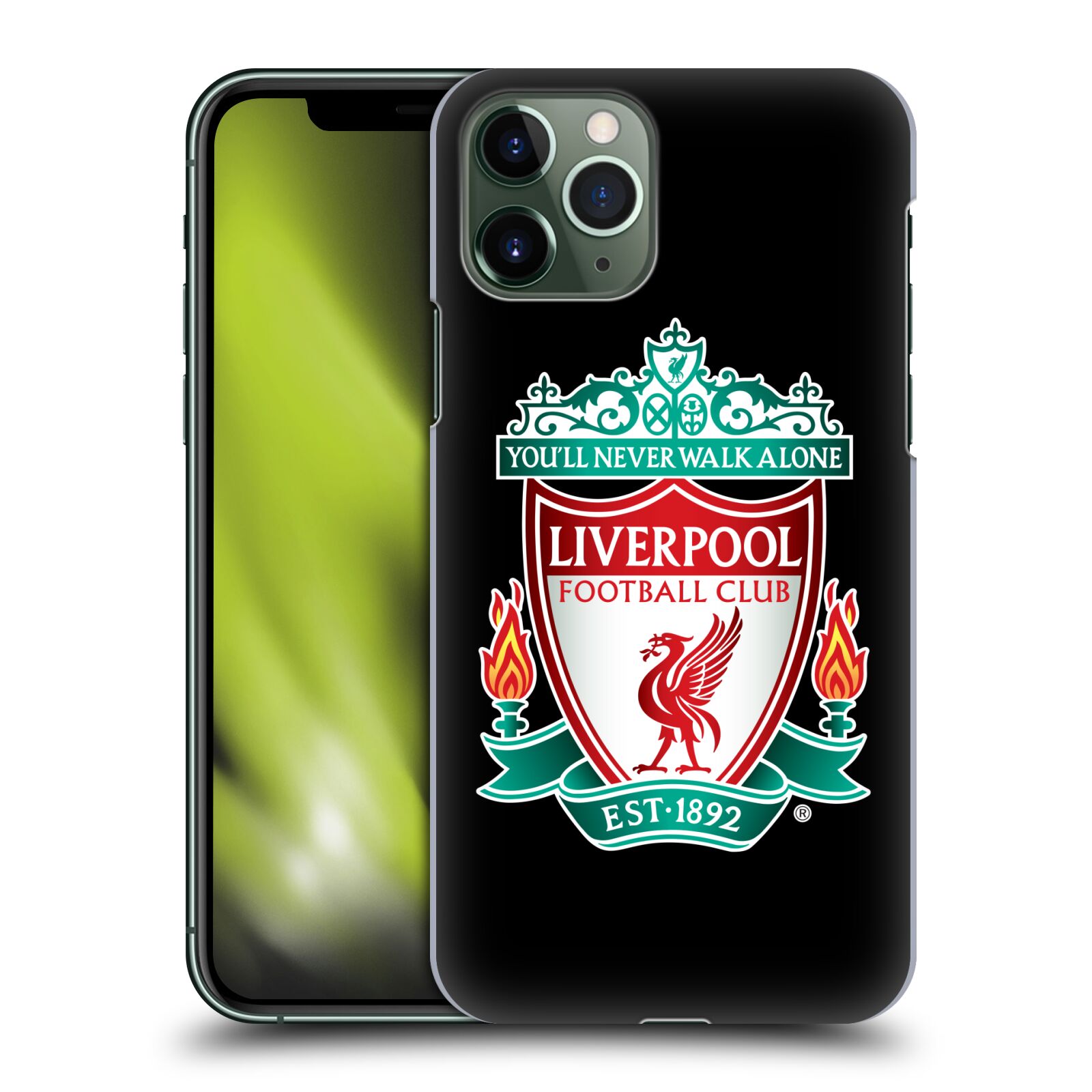 Pouzdro na mobil Apple Iphone 11 PRO - HEAD CASE - Fotbalový klub Liverpool barevný znak černé pozadí
