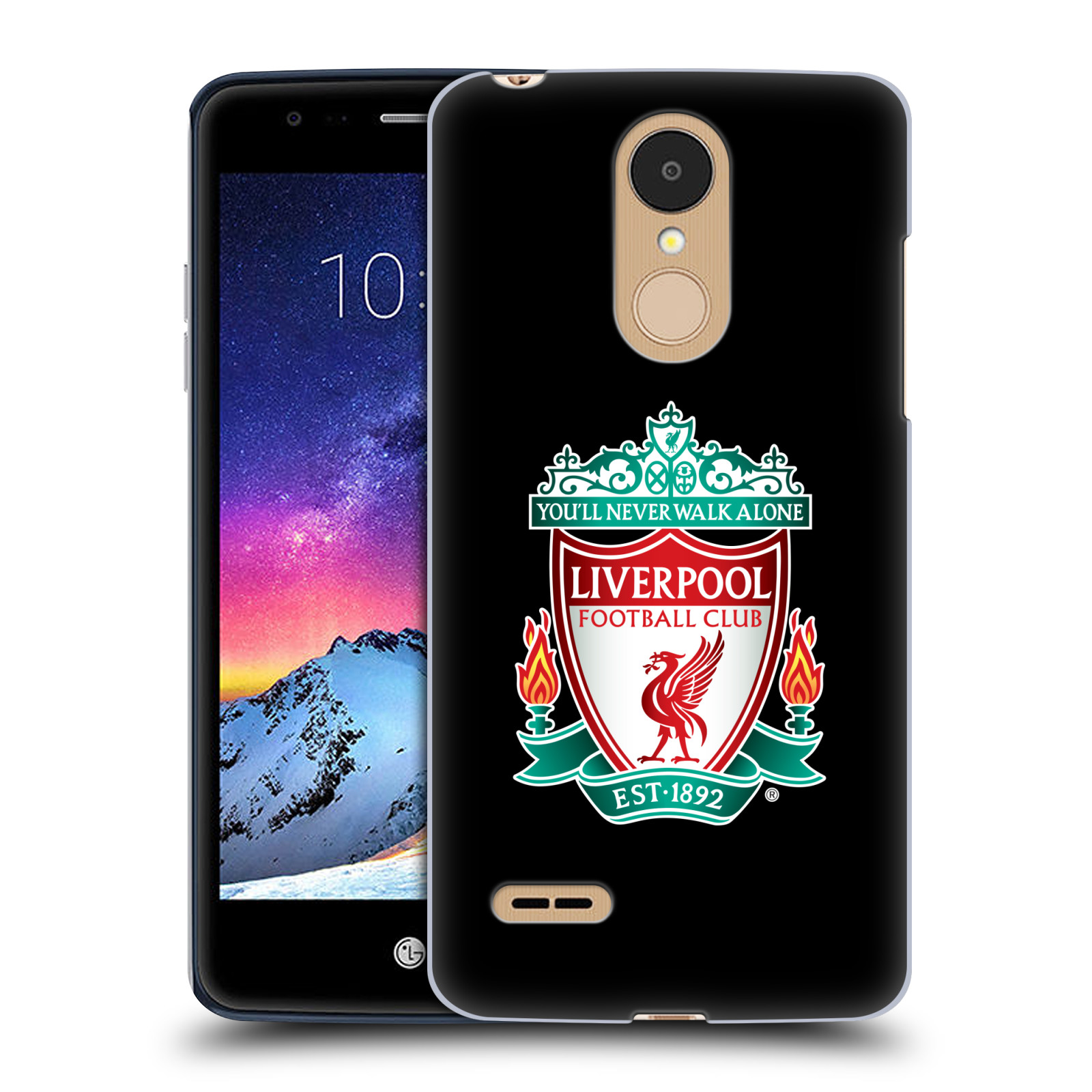 HEAD CASE plastový obal na mobil LG K9 / K8 2018 Fotbalový klub Liverpool barevný znak černé pozadí