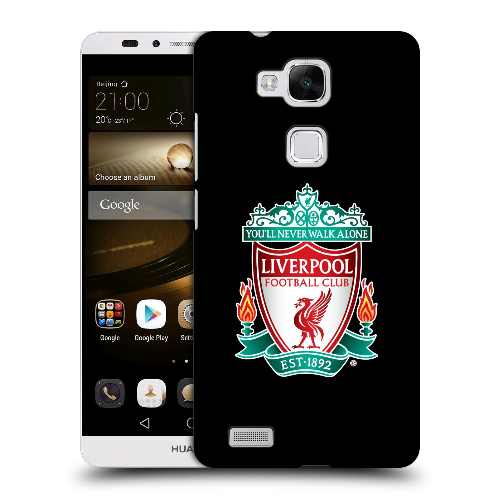HEAD CASE plastový obal na mobil Huawei Mate 7 Fotbalový klub Liverpool barevný znak černé pozadí
