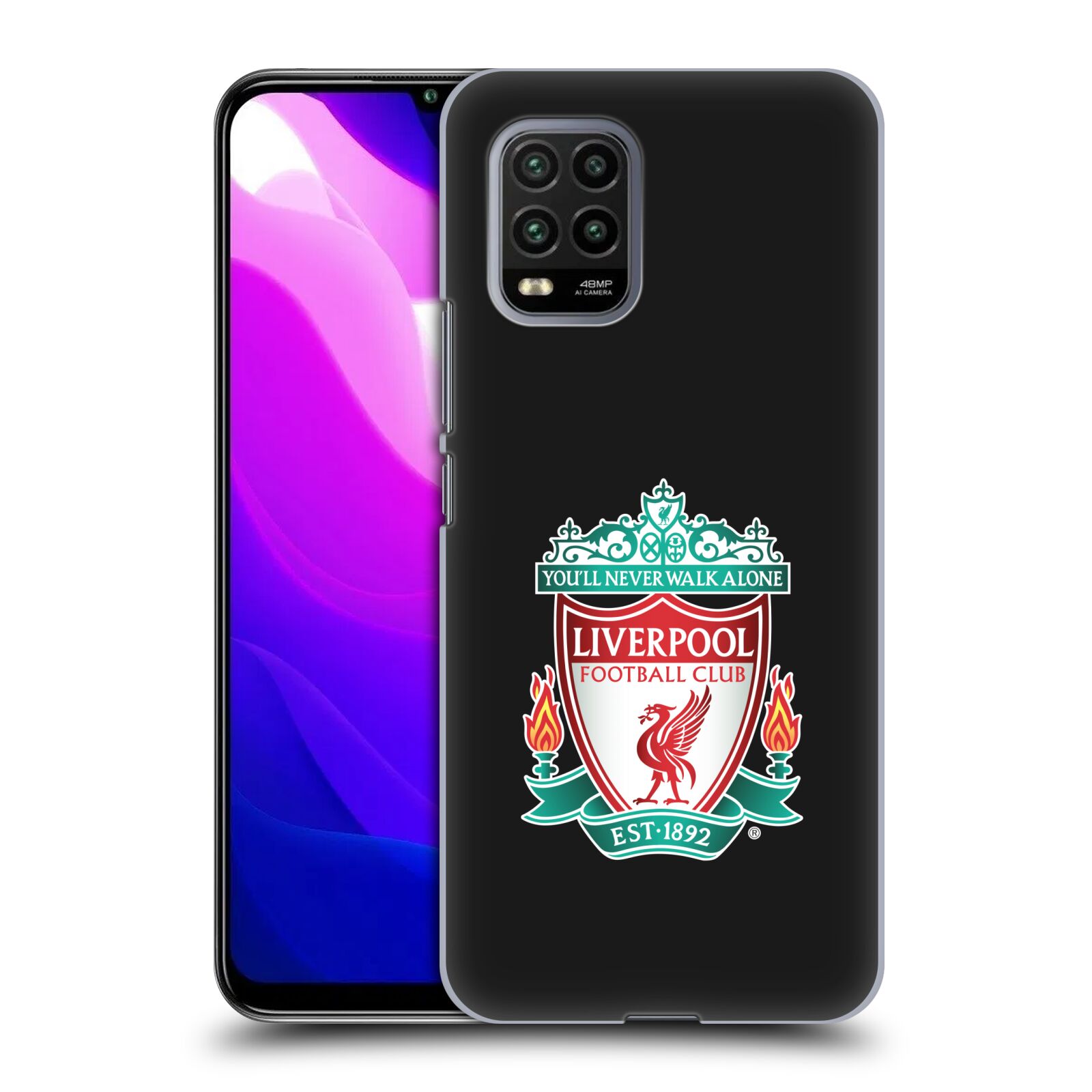 Zadní kryt, obal na mobil Xiaomi Mi 10 LITE Fotbalový klub Liverpool barevný znak černé pozadí