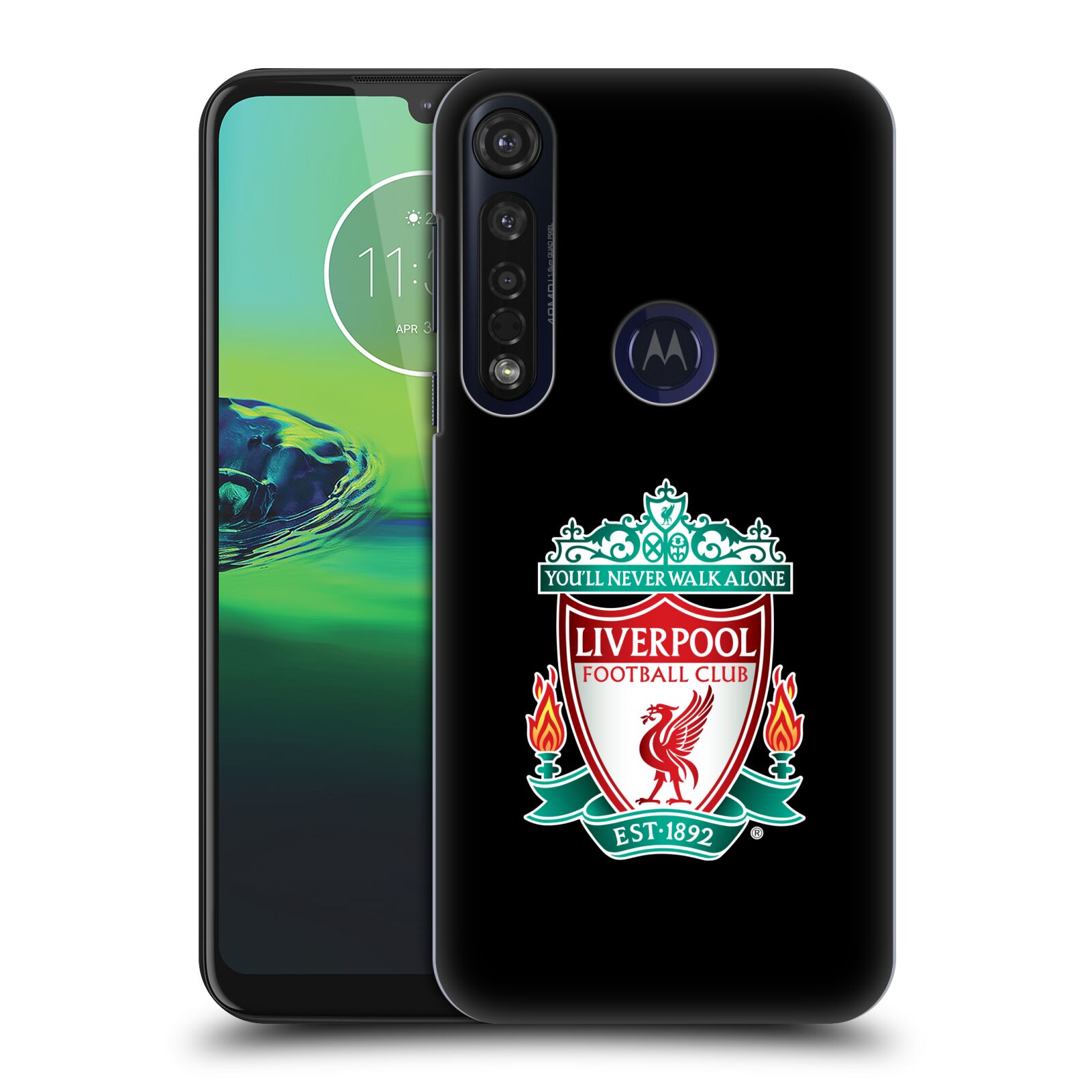 Pouzdro na mobil Motorola Moto G8 PLUS - HEAD CASE - Fotbalový klub Liverpool barevný znak černé pozadí