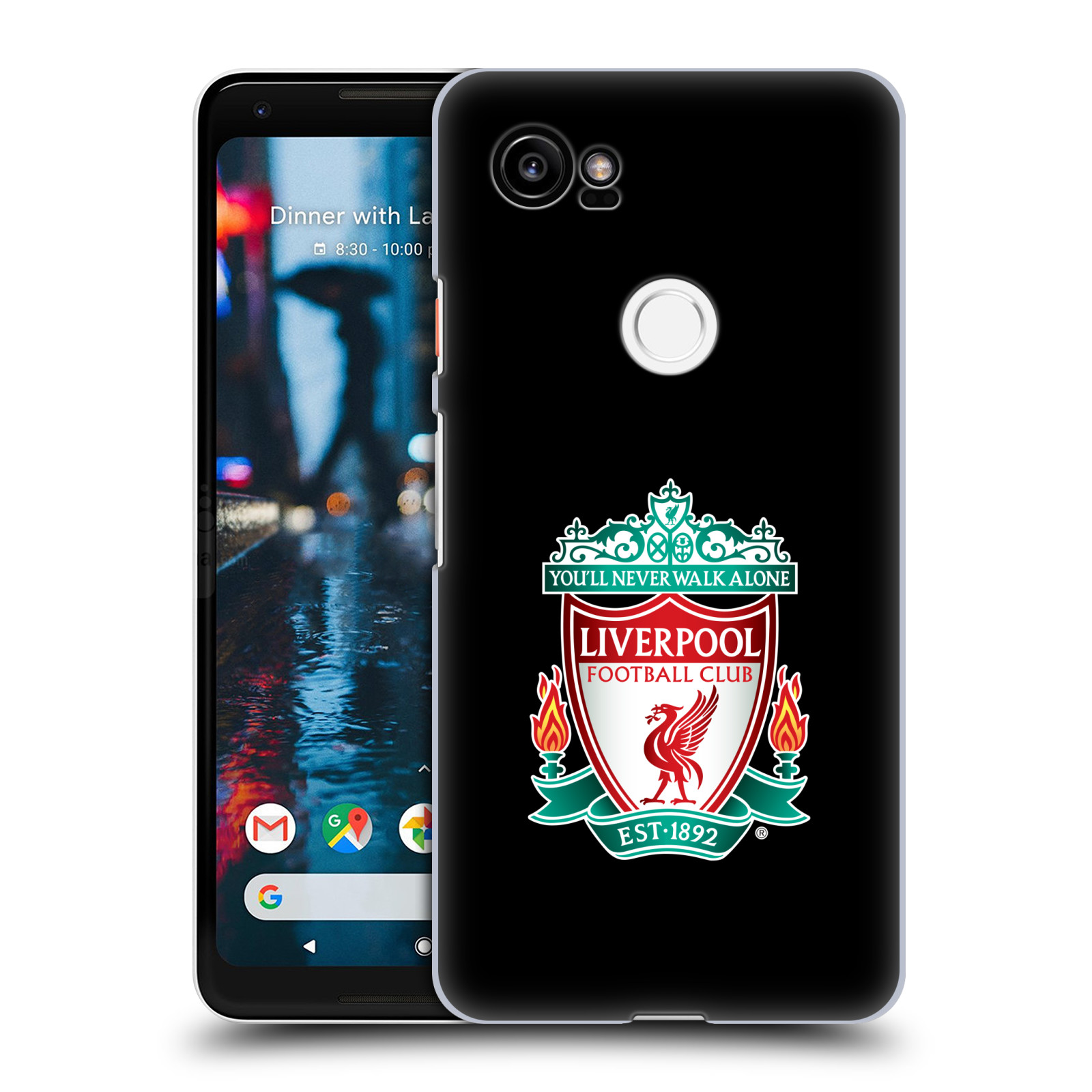 HEAD CASE plastový obal na mobil Google Pixel 2 XL Fotbalový klub Liverpool barevný znak černé pozadí