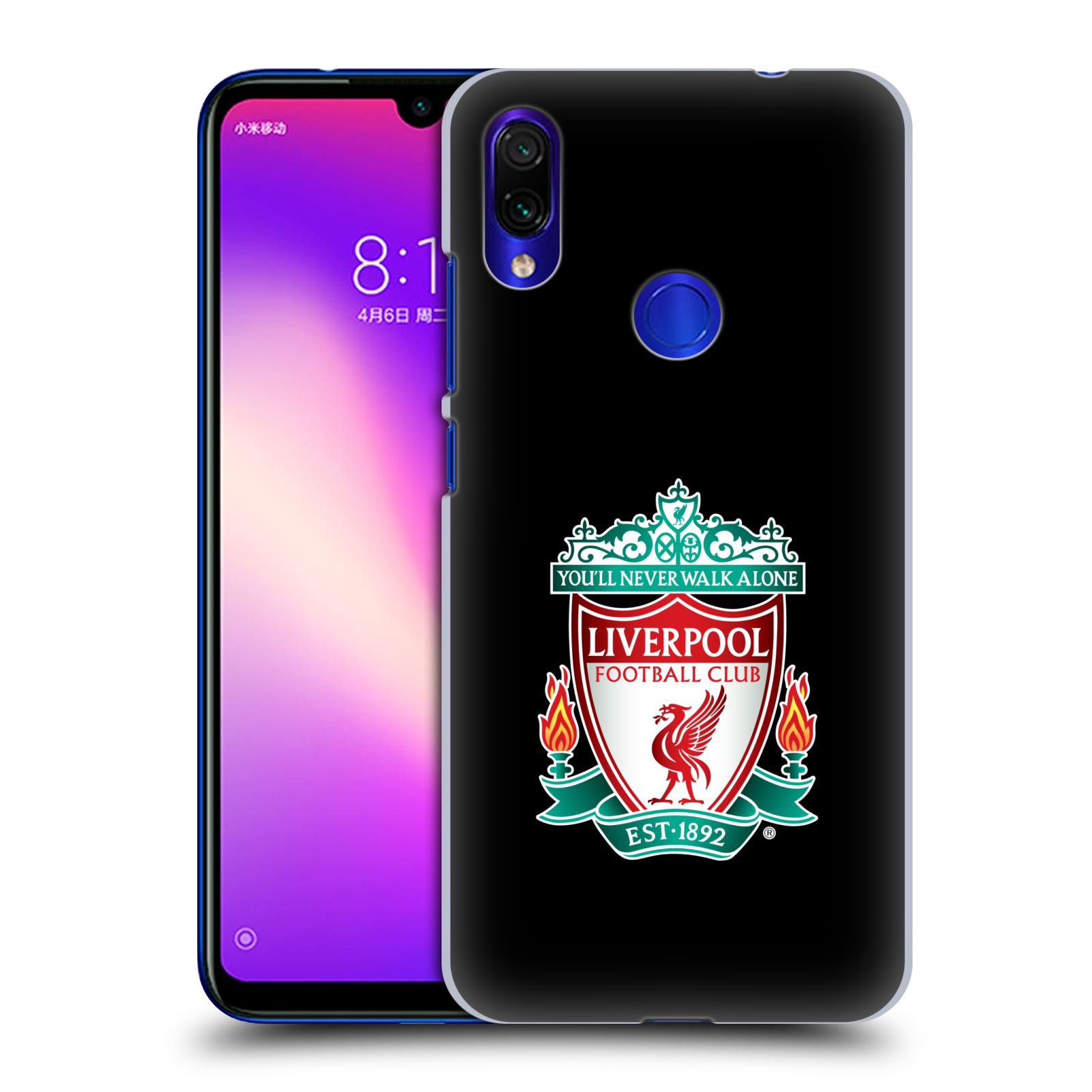 Pouzdro na mobil Xiaomi Redmi Note 7 - Head Case - Fotbalový klub Liverpool barevný znak černé pozadí