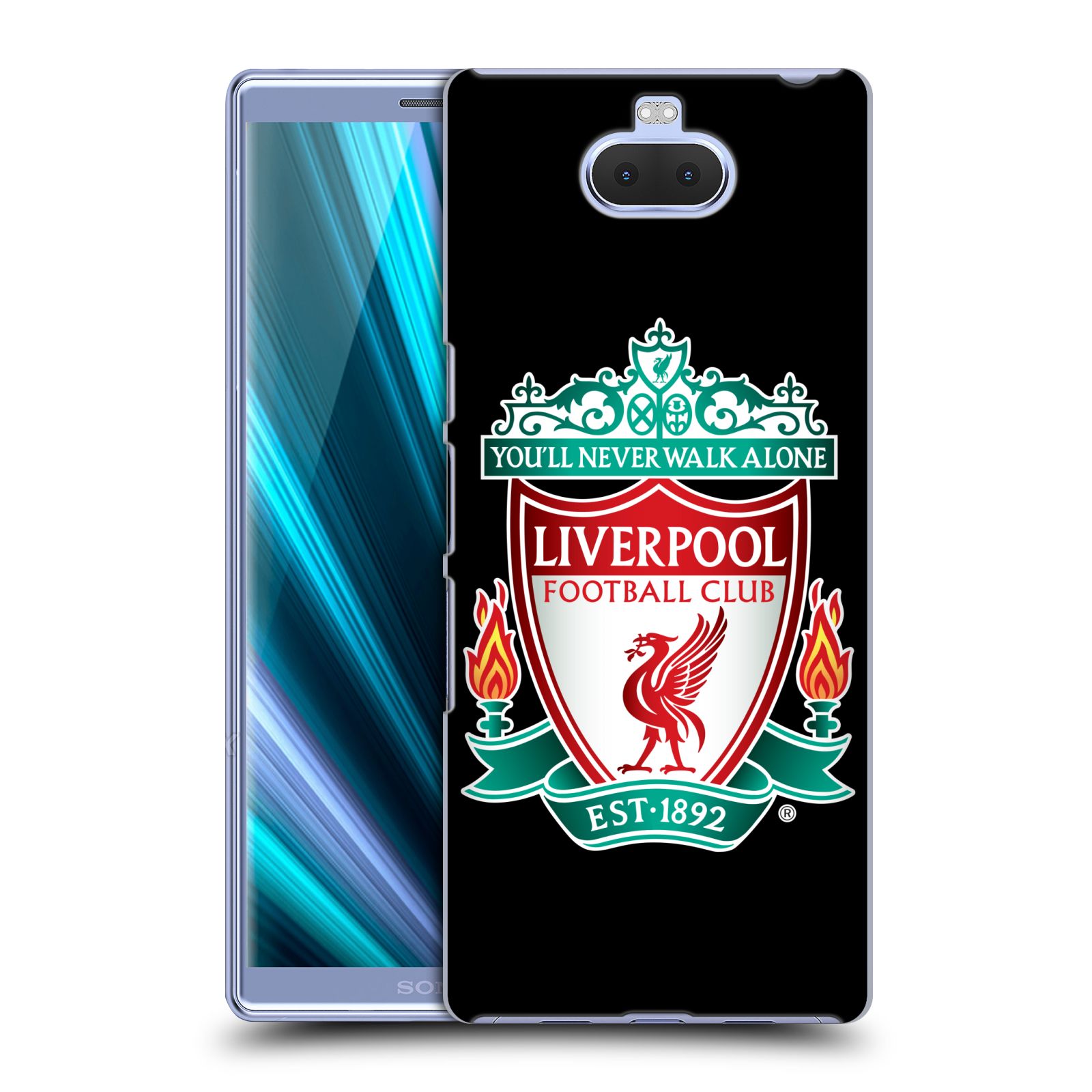 Pouzdro na mobil Sony Xperia 10 - Head Case - Fotbalový klub Liverpool barevný znak černé pozadí