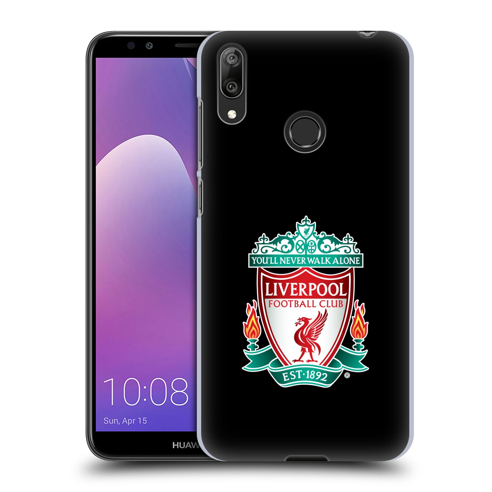 Pouzdro na mobil Huawei Y7 2019 - Head Case - Fotbalový klub Liverpool barevný znak černé pozadí
